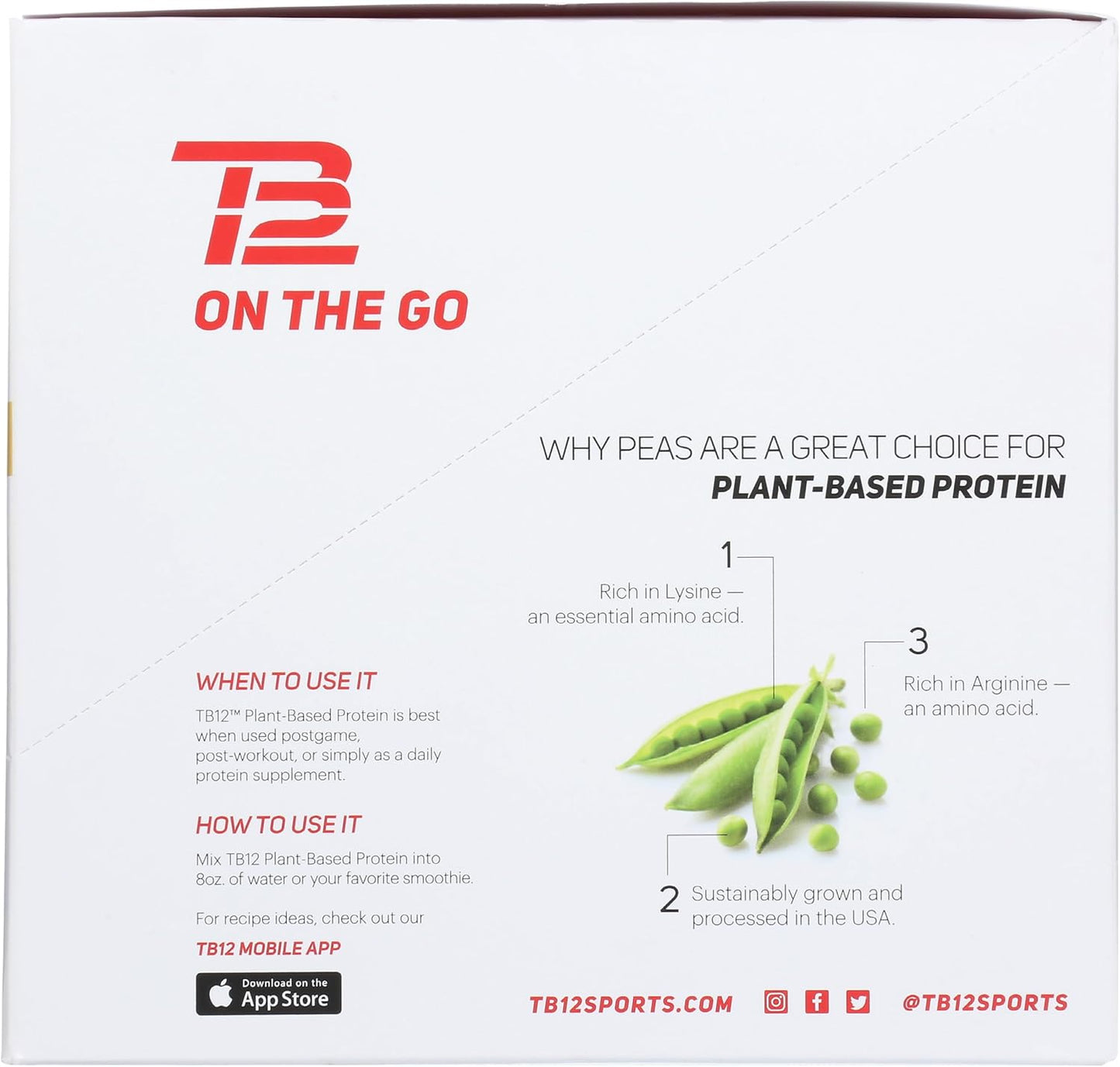 TB12 Vanilla Protein Powder, 1.12 OZ Pack of 12 Individual Servings