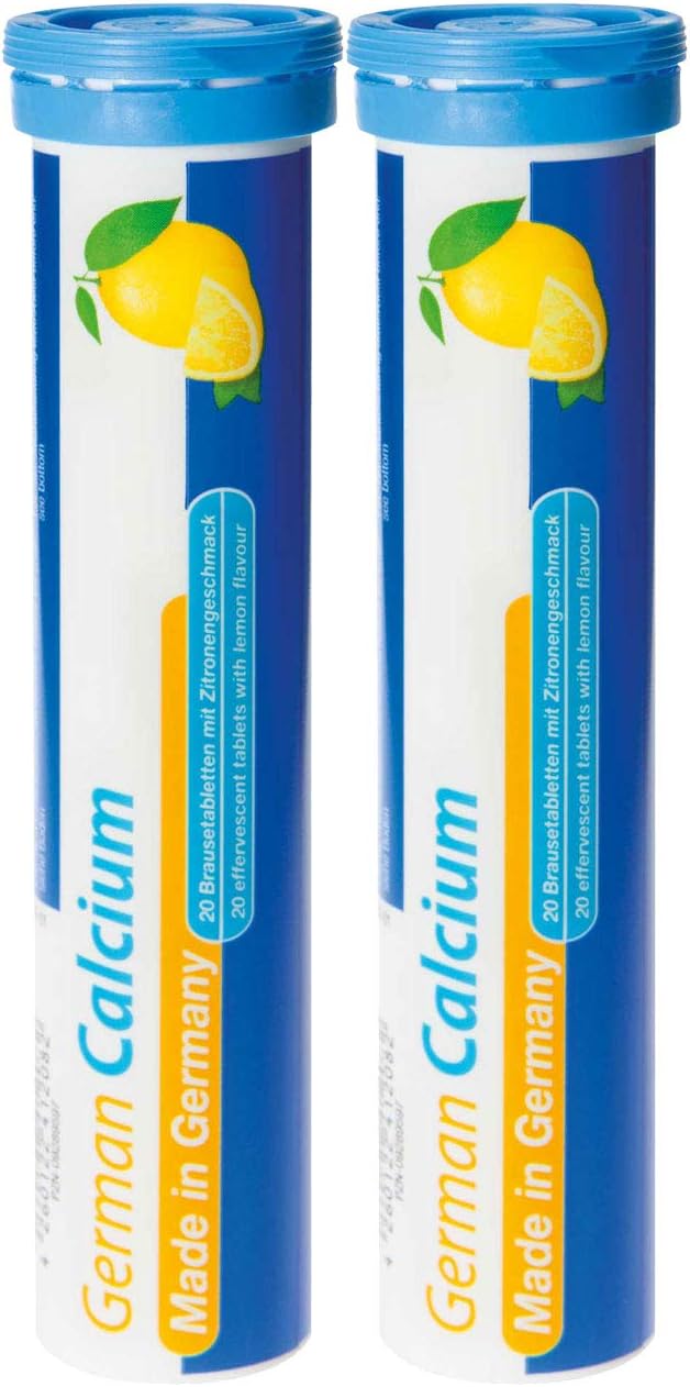 T&D German Calcium 500mg Vegan Effervescent Tablets - Lemon Lime Flavor - 40 Tablets