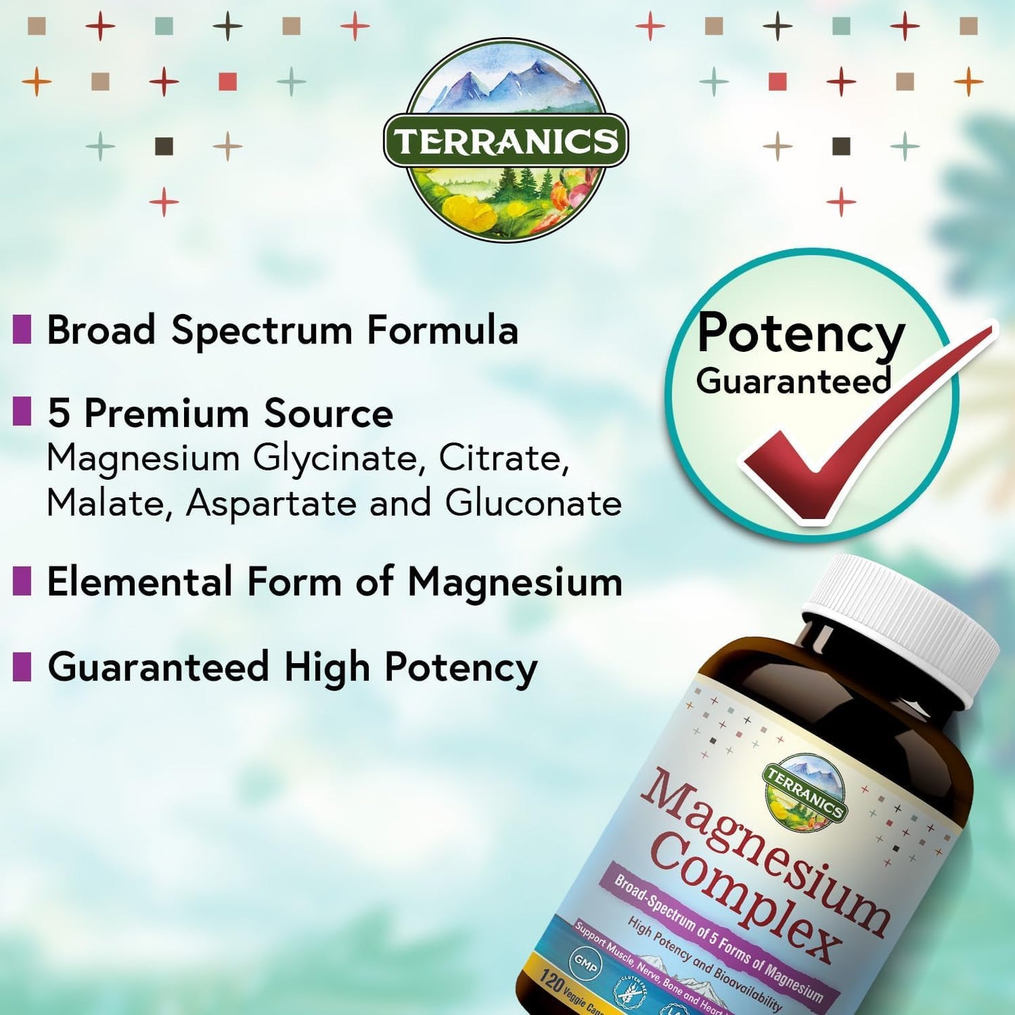 Terranics Multi Collagen Peptides & Magnesium Complex Powder Supplement