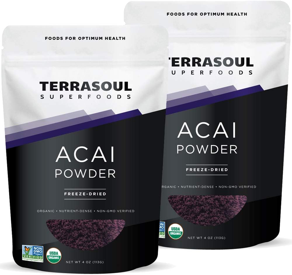Terrasoul Superfoods Organic Acai Berry Powder 16 Oz - Freeze-Dried Omega Fats Boost for Smoothie Bowls & Antioxidant-Packed Recipes