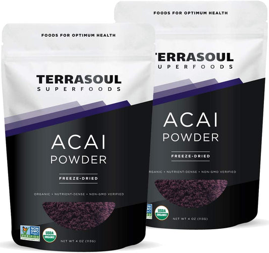 Terrasoul Superfoods Organic Acai Berry Powder 16 Oz - Freeze-Dried Omega Fats Boost for Smoothie Bowls & Antioxidant-Packed Recipes