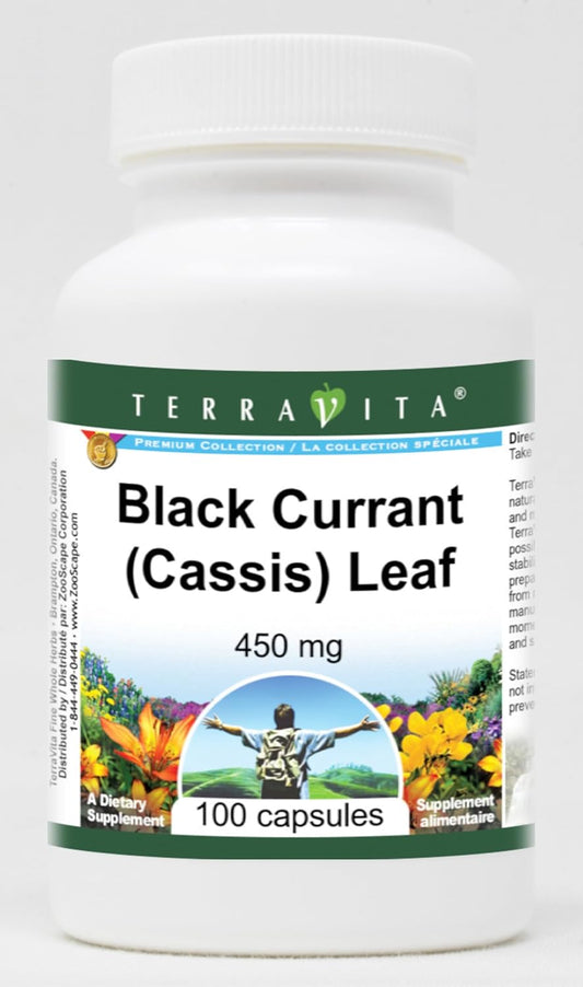 Terravita Black Currant (Cassis) Leaf Capsules - 450mg (100 Capsules x 2)