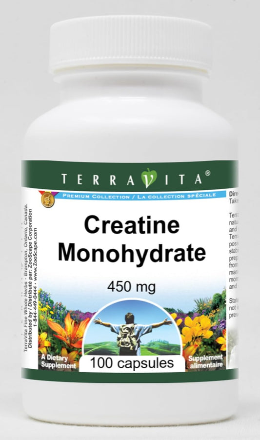 Terravita Creatine Monohydrate 450mg Capsules - 100 Count (ZIN 510887)