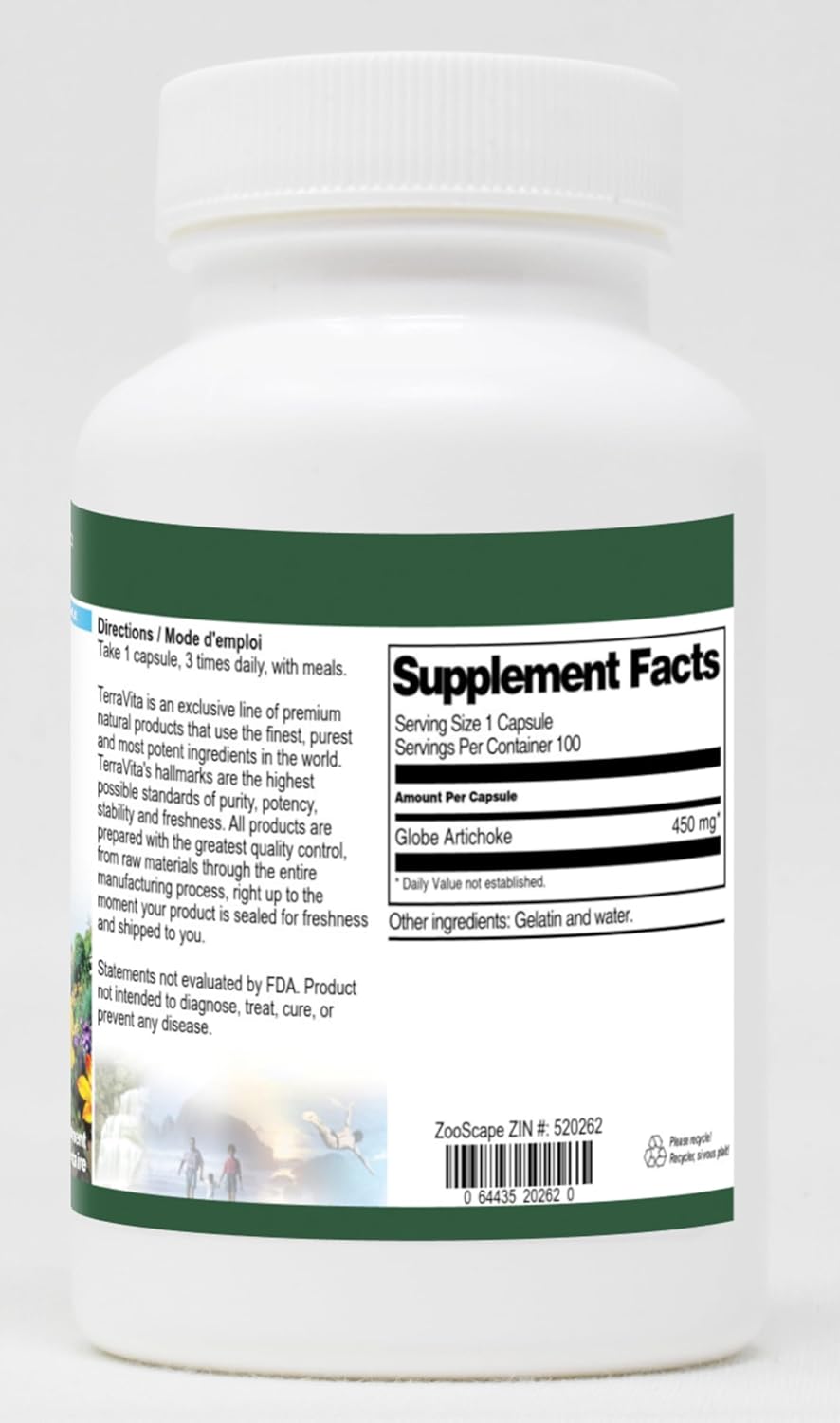 Terravita Globe Artichoke Supplement - 450mg (100 Capsules, ZIN: 520262)