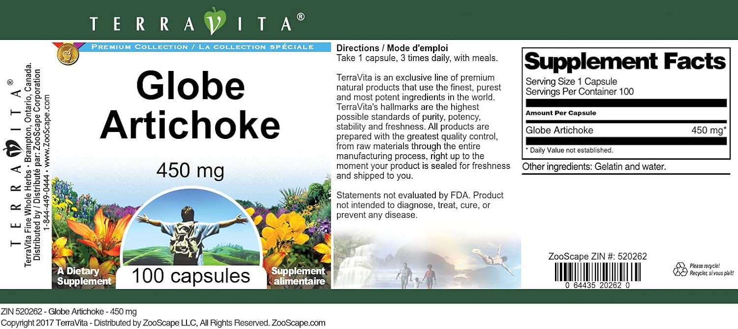 Terravita Globe Artichoke Supplement - 450mg (100 Capsules, ZIN: 520262)
