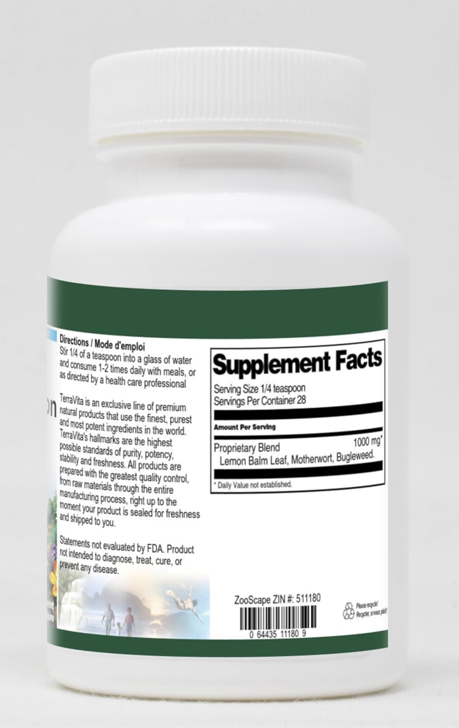 Terravita Thyroid Support Powder with Bugleweed, Motherwort, and Lemon Balm - 1 oz, ZIN 511180