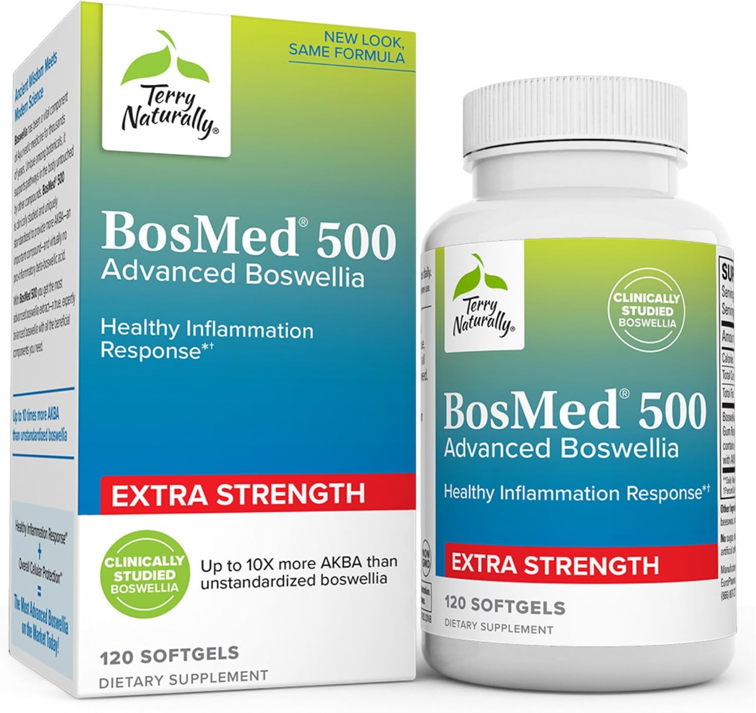 Terry Naturally BosMed 500 Extra Strength Softgels - Advanced Boswellia Supplement - Healthy Inflammation Support - Non-GMO, Halal, Gluten-Free - 120 Servings