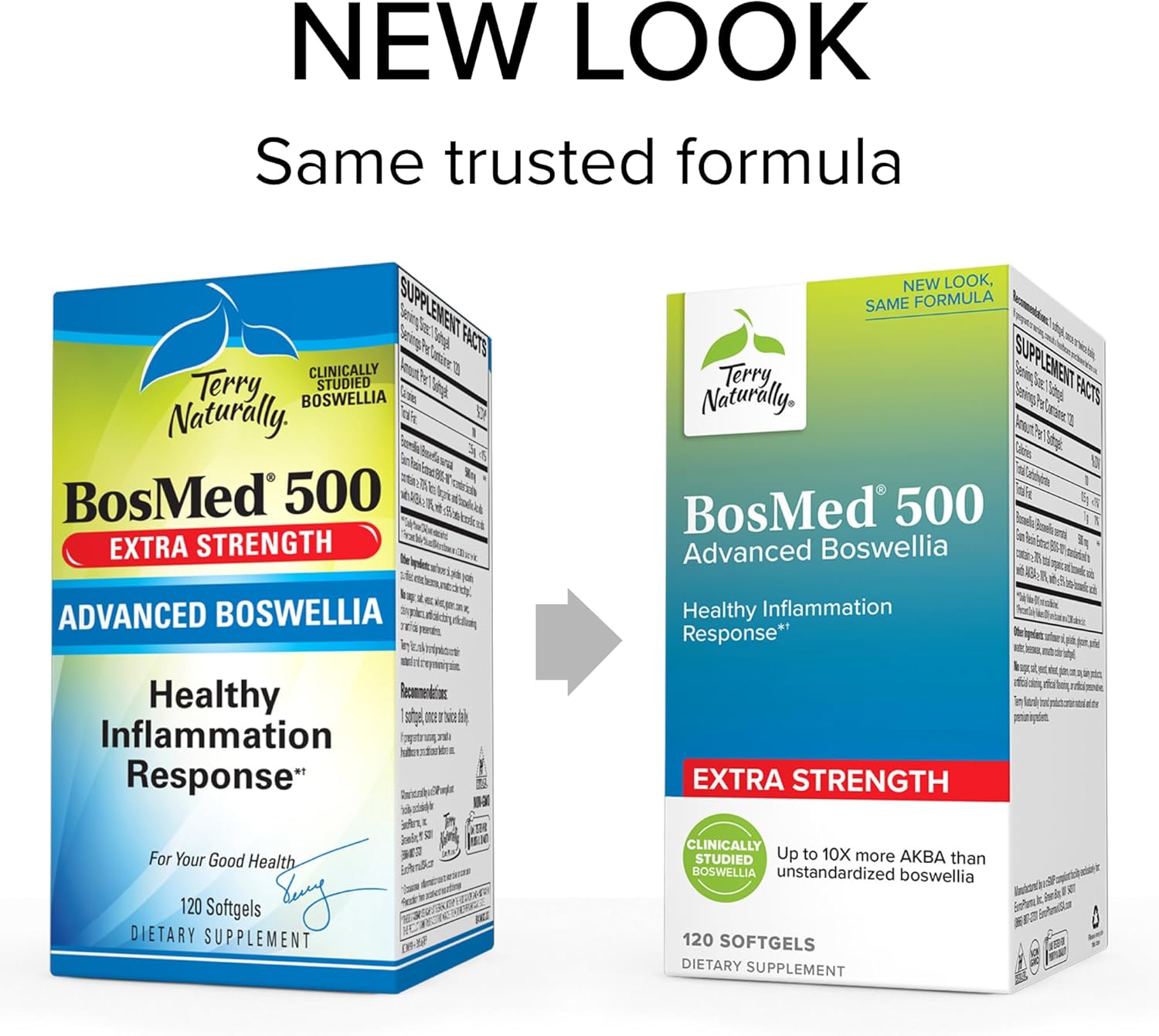 Terry Naturally BosMed 500 Extra Strength Softgels - Advanced Boswellia Supplement - Healthy Inflammation Support - Non-GMO, Halal, Gluten-Free - 120 Servings