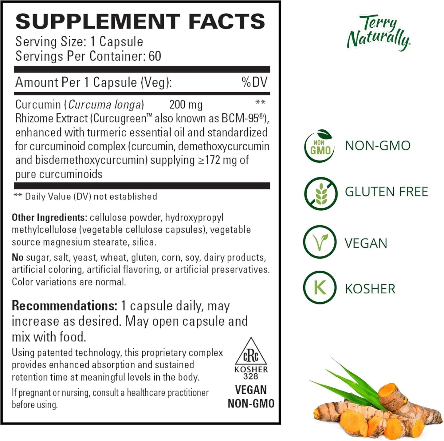 Terry Naturally CuraMed 200 mg Softgels - High Absorption Curcumin Supplement for Healthy Inflammation - Non-GMO, Gluten-Free - 60 Servings