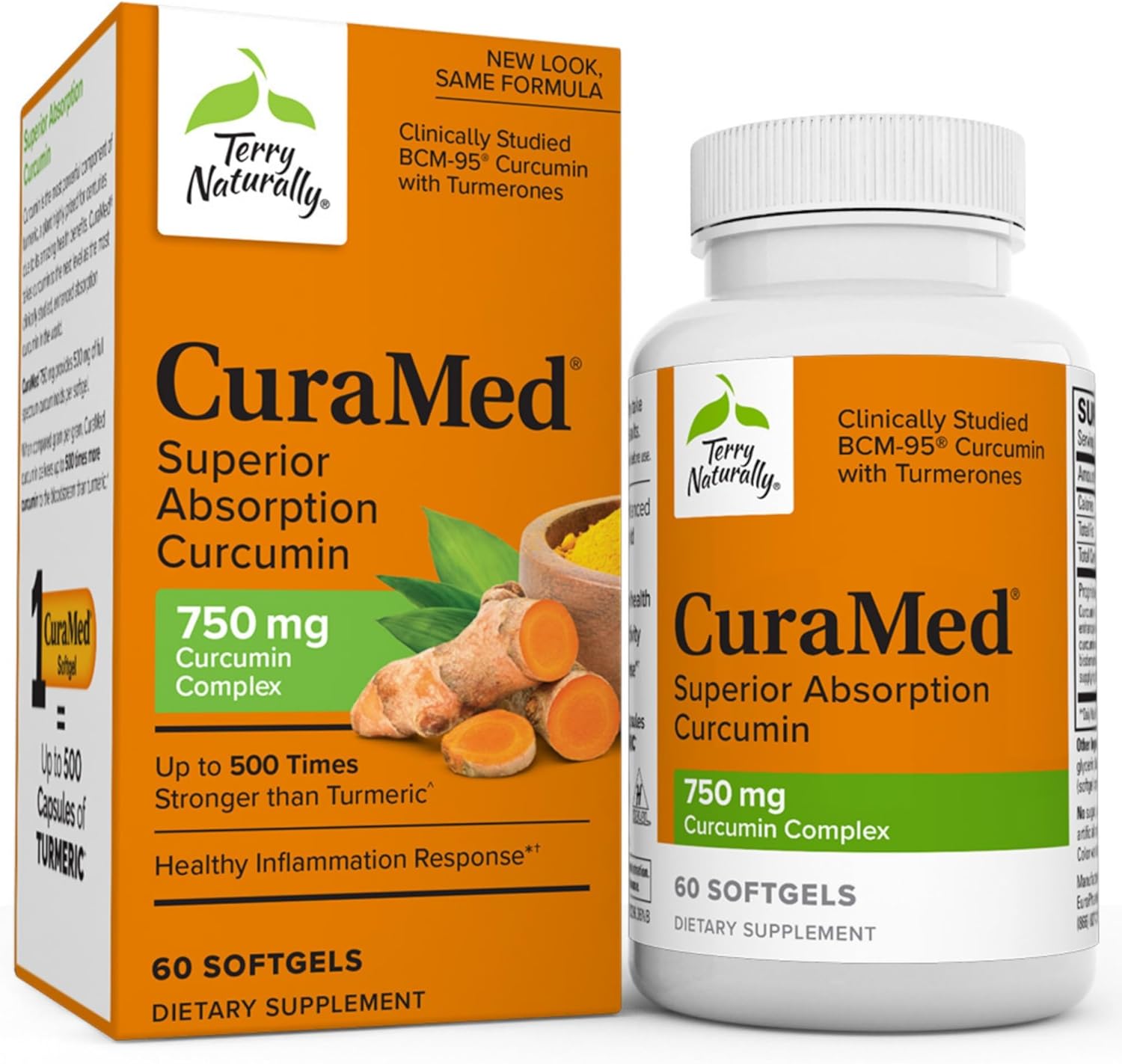 Terry Naturally CuraMed 750mg Curcumin Complex Softgels - 60 Servings - High Absorption BCM-95 - Non-GMO, Gluten Free, Halal