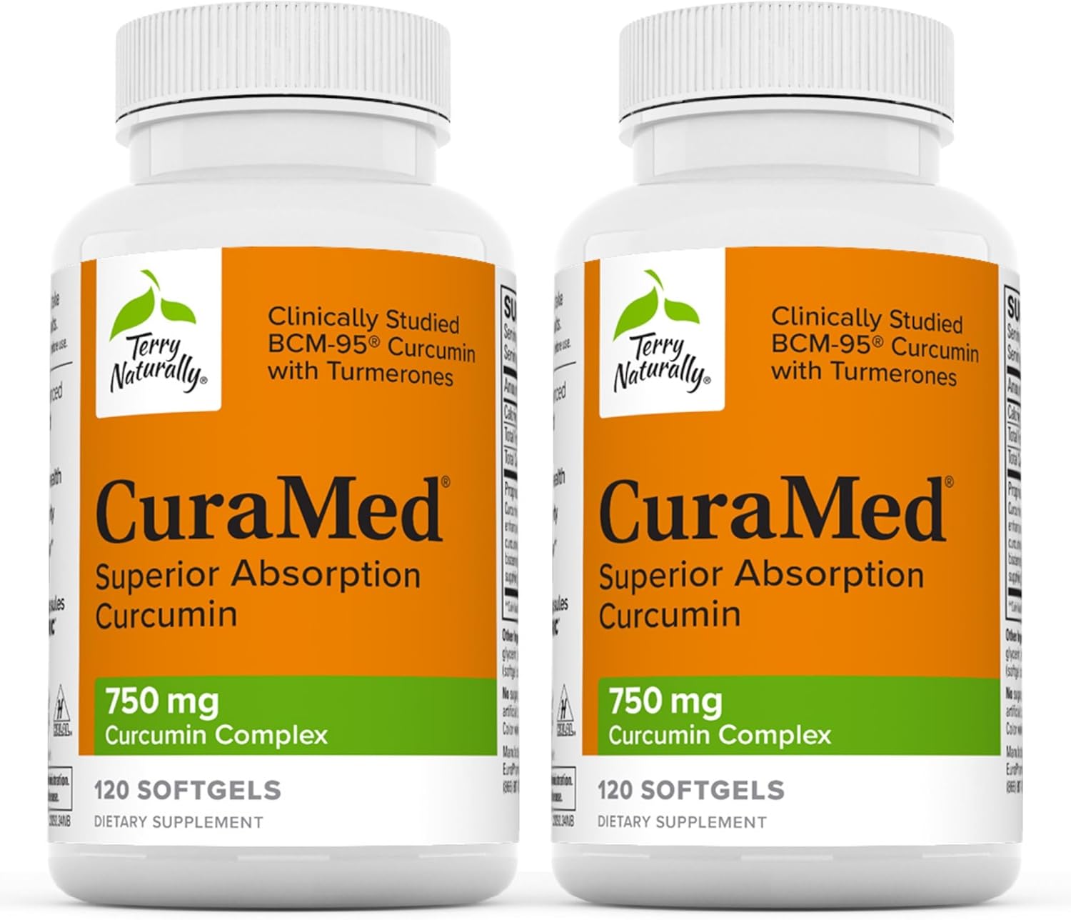 Terry Naturally CuraMed 750mg Curcumin Complex Softgels - 2 Pack, 240 Servings - BCM-95 for Superior Absorption - Non-GMO, Gluten Free, Halal