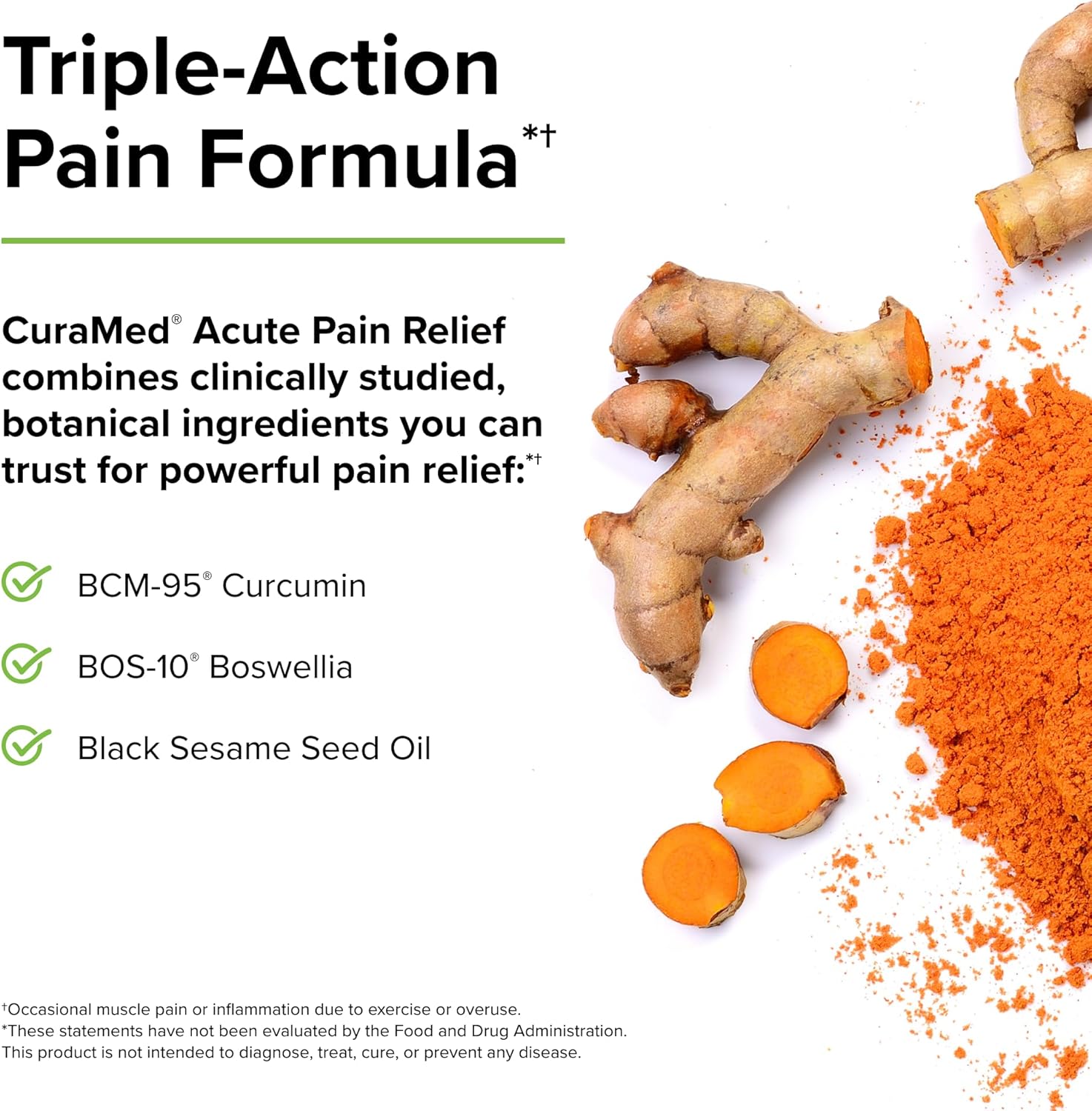 Terry Naturally CuraMed Acute Pain Relief Liquid Gels - BCM-95 Curcumin & BOS-10 Boswellia Supplement - Black Sesame Seed Oil for Occasional Discomfort - 240 Capsules