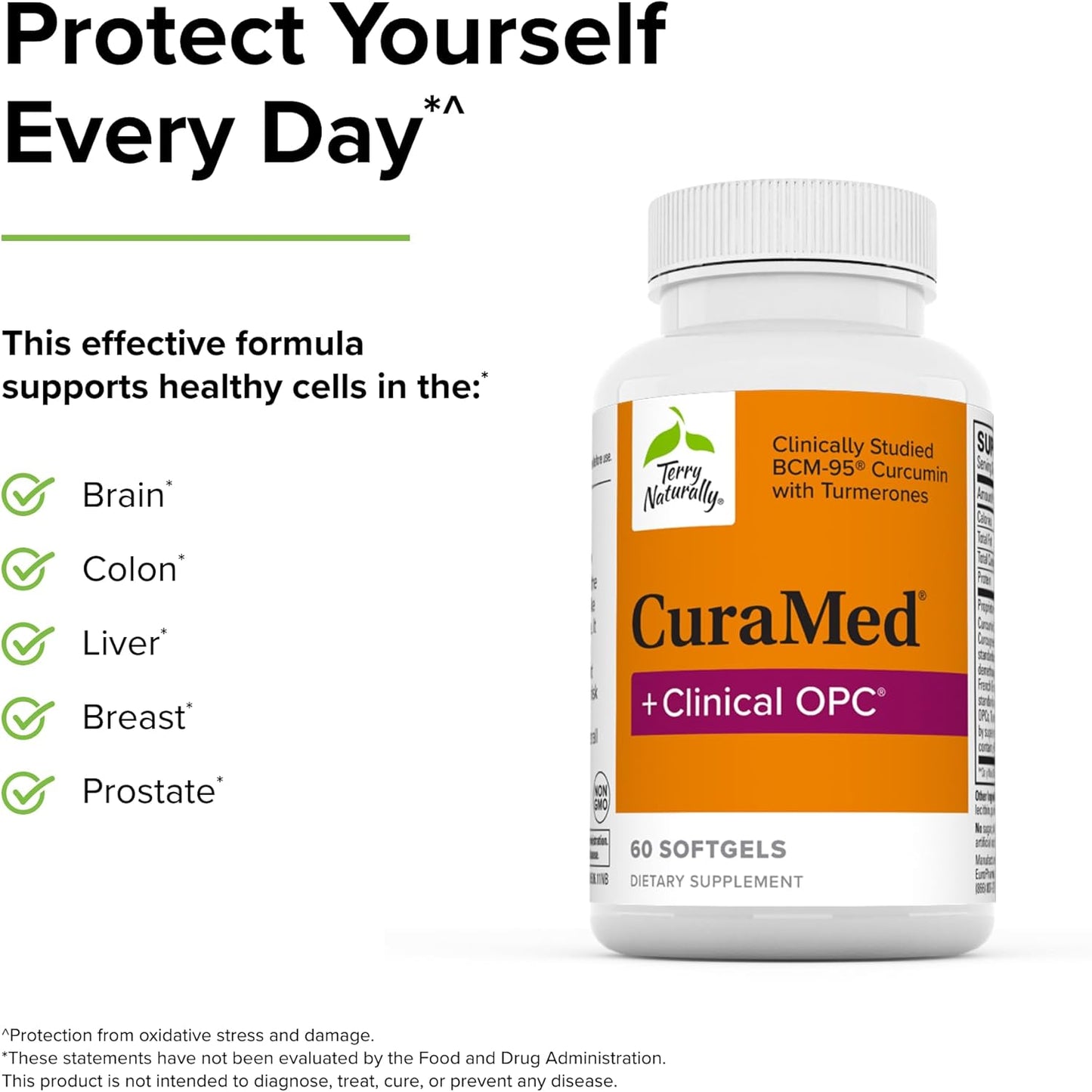 Terry Naturally CuraMed + Clinical OPC Softgels - 60 Count - BCM-95 Curcumin & French Grape Seed Extract VX1 - Non-GMO, Gluten Free - 30 Servings
