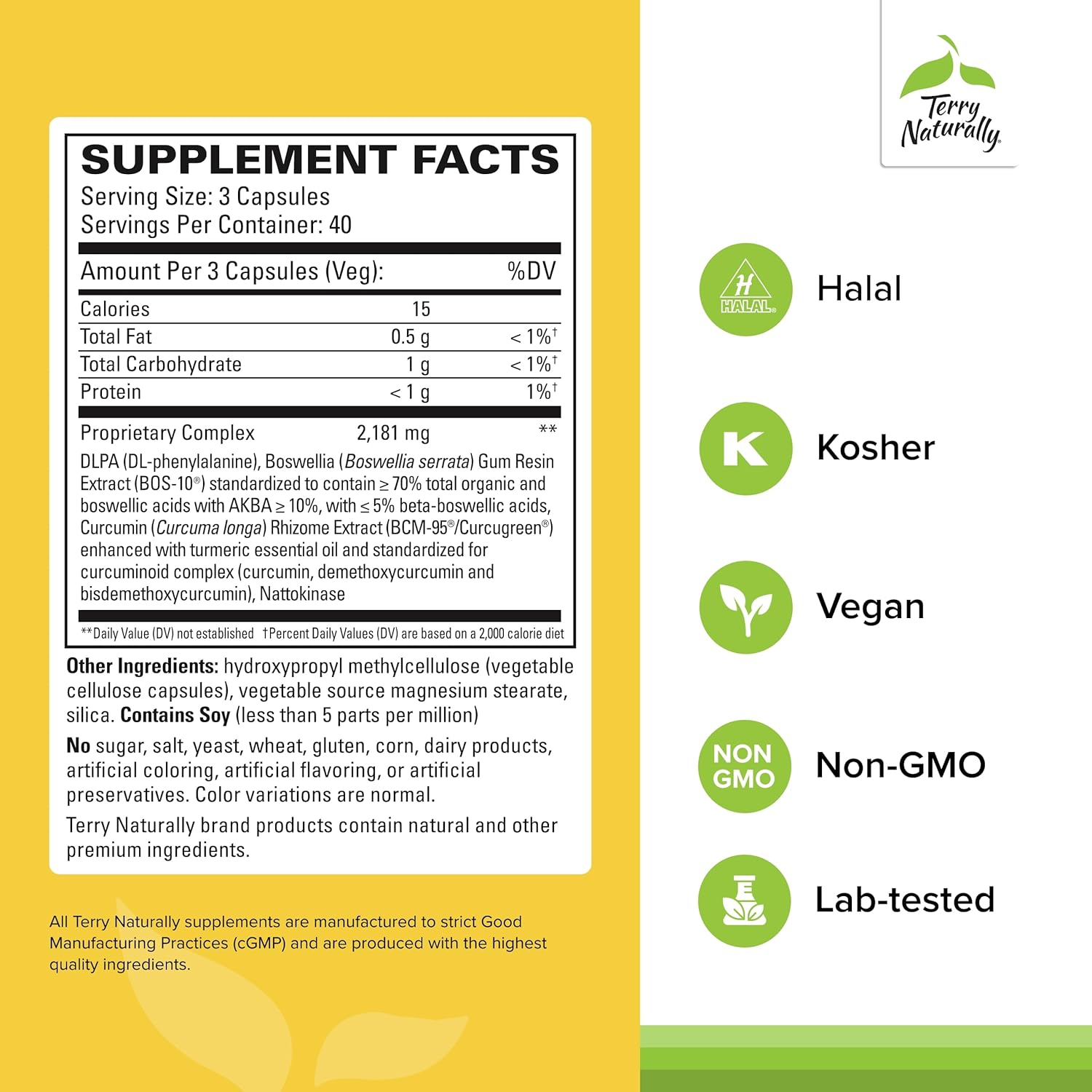 Terry Naturally Curamin - 240 Capsules, 2-Pack - Natural Pain Relief with Curcumin & Boswellia - Non-GMO & Vegan
