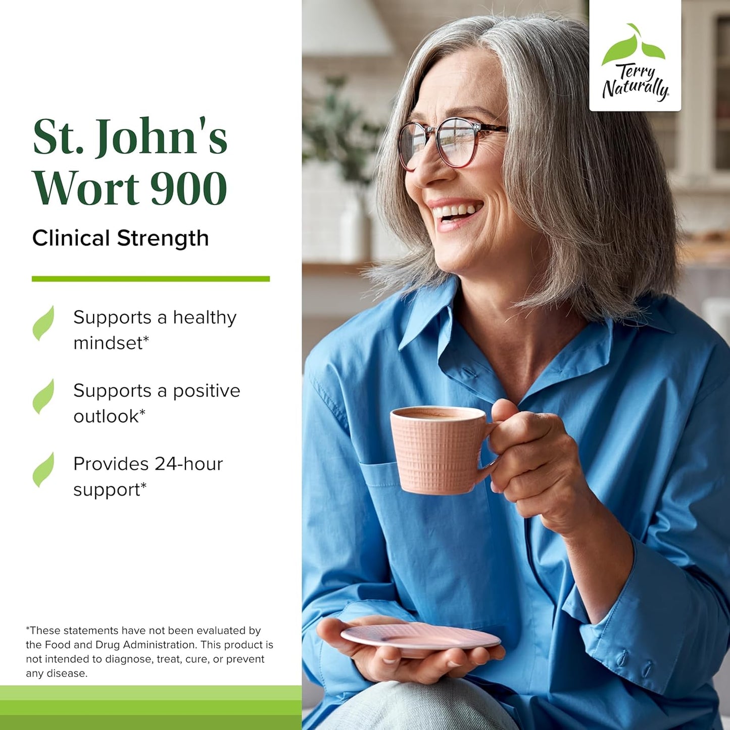 Terry Naturally St. John’s Wort 900 mg Tablets - Non-GMO, Vegan, Gluten Free - 60 Servings