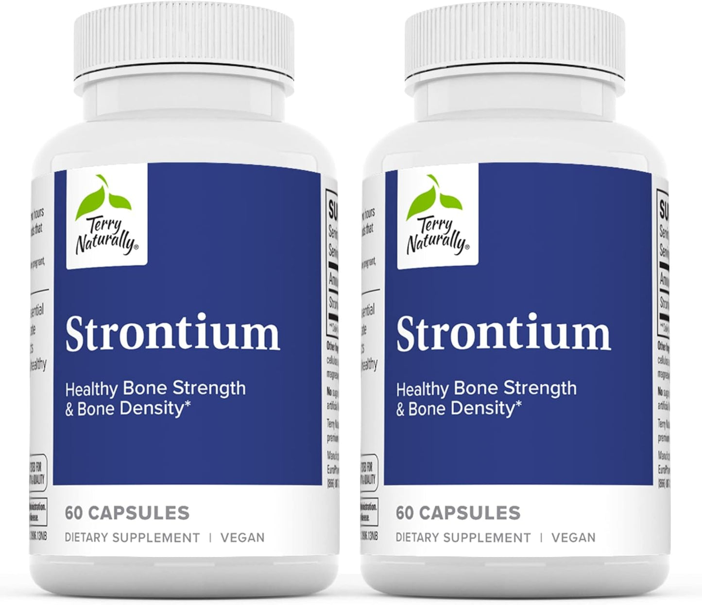 Terry Naturally Strontium Citrate Supplement - Vegan Capsules for Bone Health - 120 Capsules Total - Superior Absorption Formula
