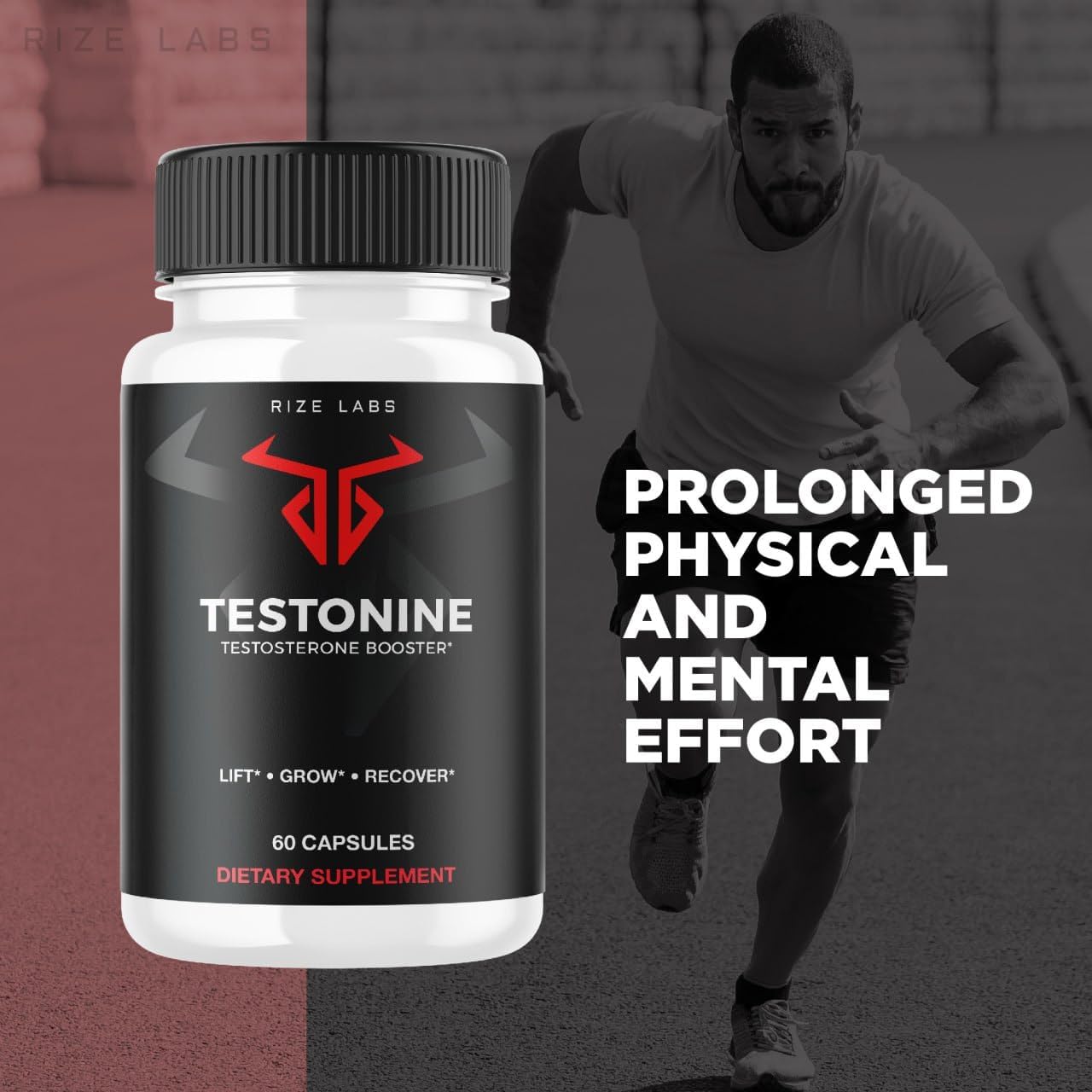 Testonine Male Supplement - Maximum Strength Formula for Muscle Power - 60 Capsules