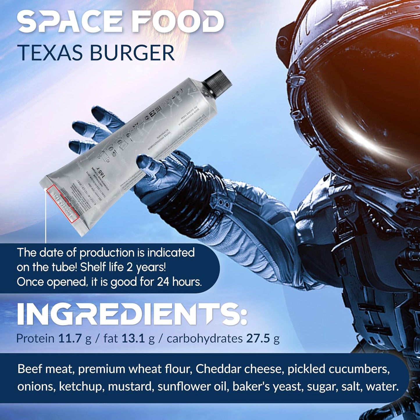 Texas Burger Space Food: Beleon Goods For Life Cheeseburger MRE - 115g Freeze Dried Camping Rations