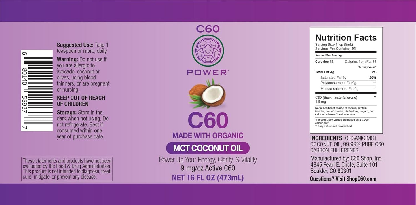 The Executive C60 Kit - C60 Power 16oz Organic MCT Coconut Oil, 16oz Organic Avocado Oil, & 16oz Organic Extra Virgin Olive Oil