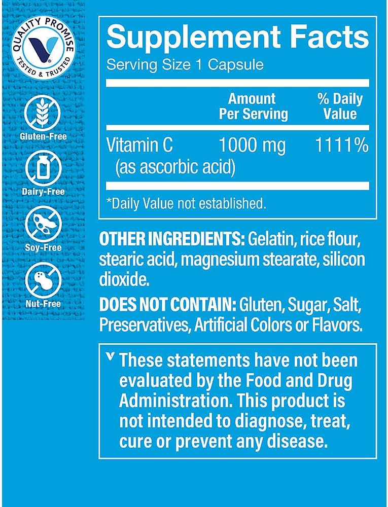 The Vitamin Shoppe Vitamin C 1,000MG Capsules for Immune and Cardiovascular Health