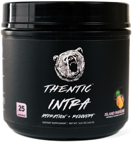 Thentic BCAA/EAA Complex Powder - 6g Fermented BCAAs, 10.3g EAAs, Hydration & Muscle Recovery Support, Gluten & Sugar Free, 25 Servings (Island Paradise)