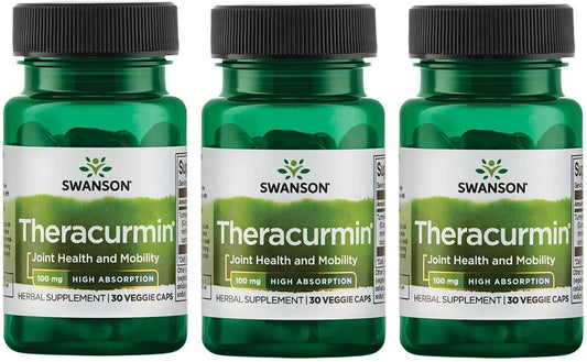 Theracurmin Herbal Supplement for Joint Health & Mobility - High Absorption Formula - 90 Capsules Total