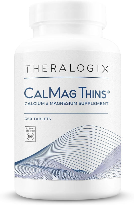 Theralogix CalMag Thins Bone Support Supplement for Women & Men - 200 mg Calcium, 50 mg Magnesium - NSF Certified - 360 Tablets