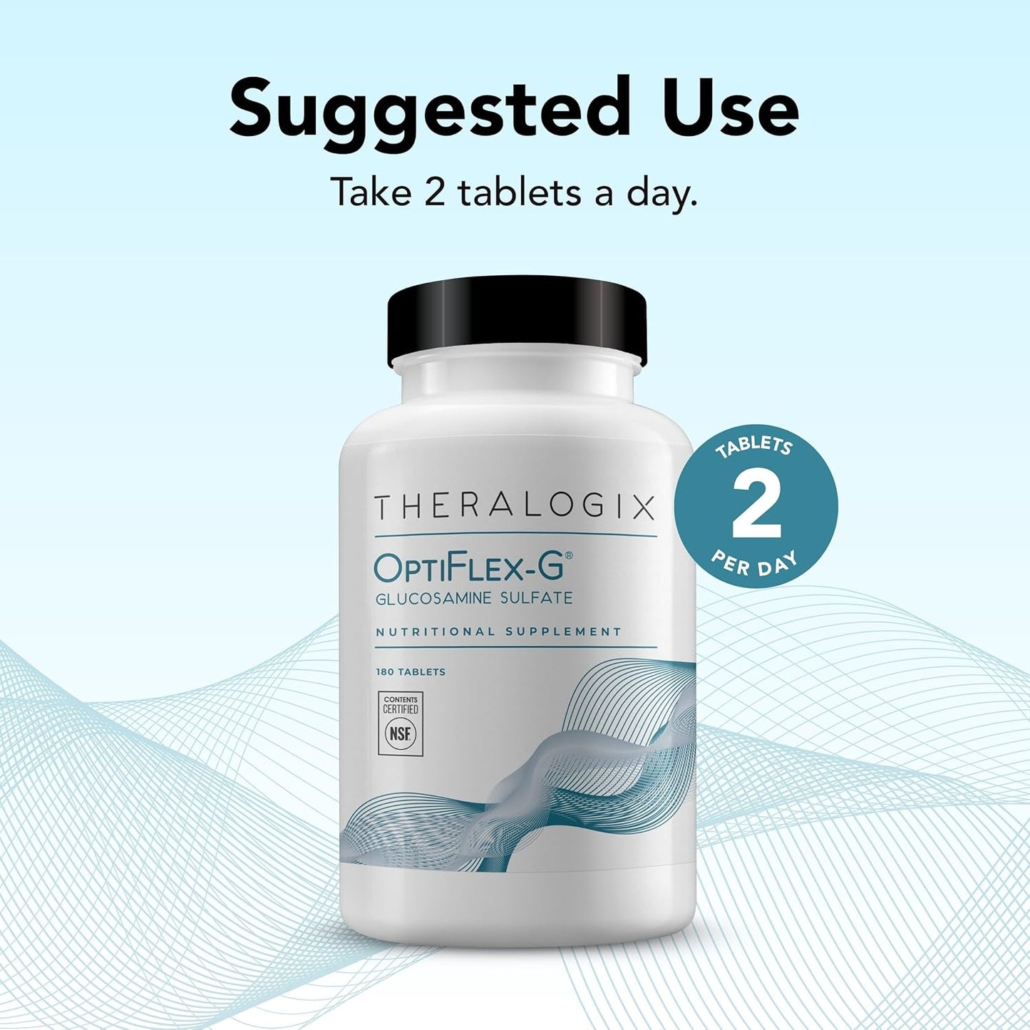 Theralogix OptiFlex-G Glucosamine Sulfate - 90-Day Supply - Joint Health Support - Men & Women - NSF Certified - 180 Tablets