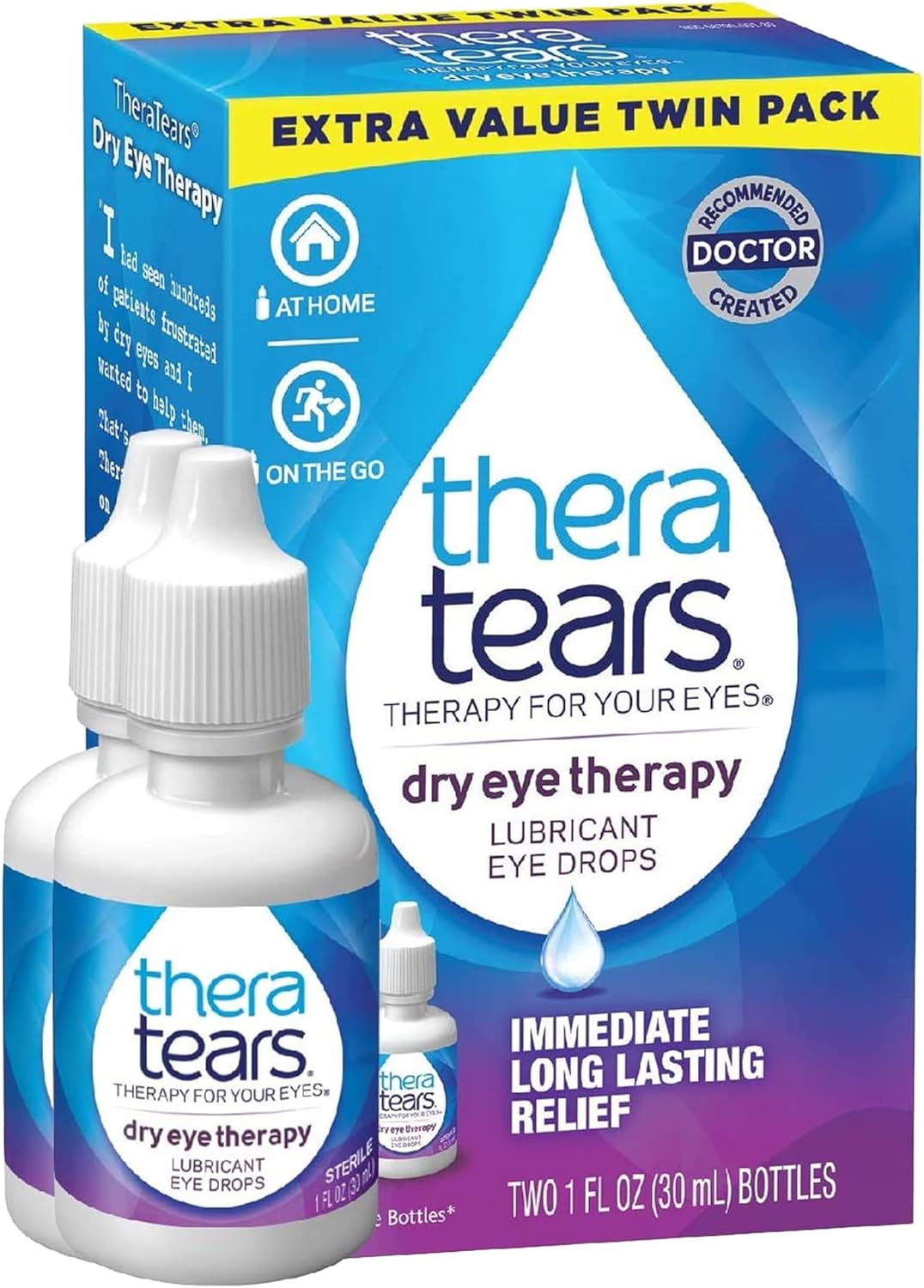 TheraTears Omega 3 Supplement & Dry Eye Therapy Drops - Eye Nutrition with Fish Oil, Flaxseed, Vitamin E - 180 Count & 1 fl oz Twin Pack