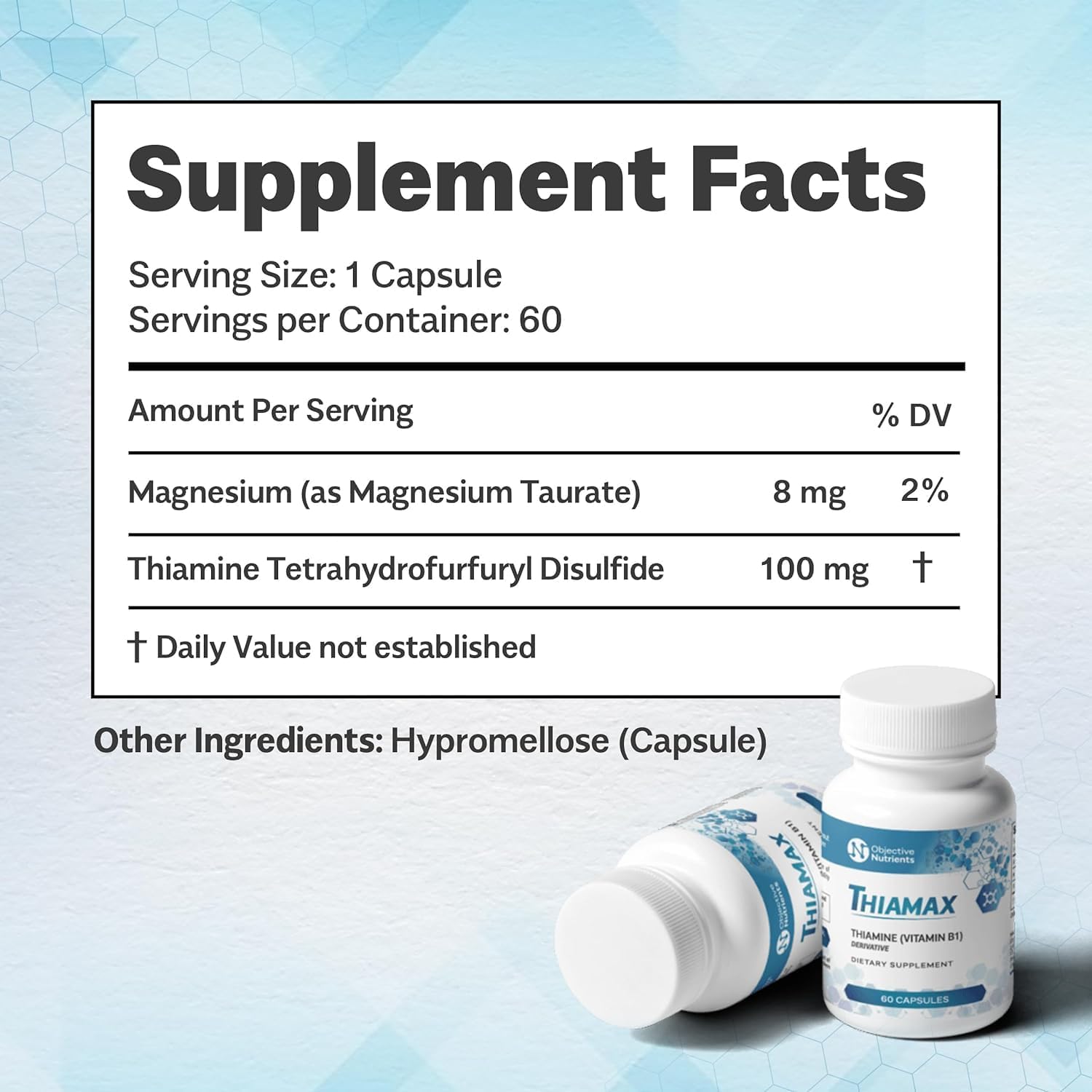 Thiamax Vitamin B1 Capsules - 100mg, 60 Count - Pure Thiamine TTFD Supplement without Fillers - BoostGo Australia