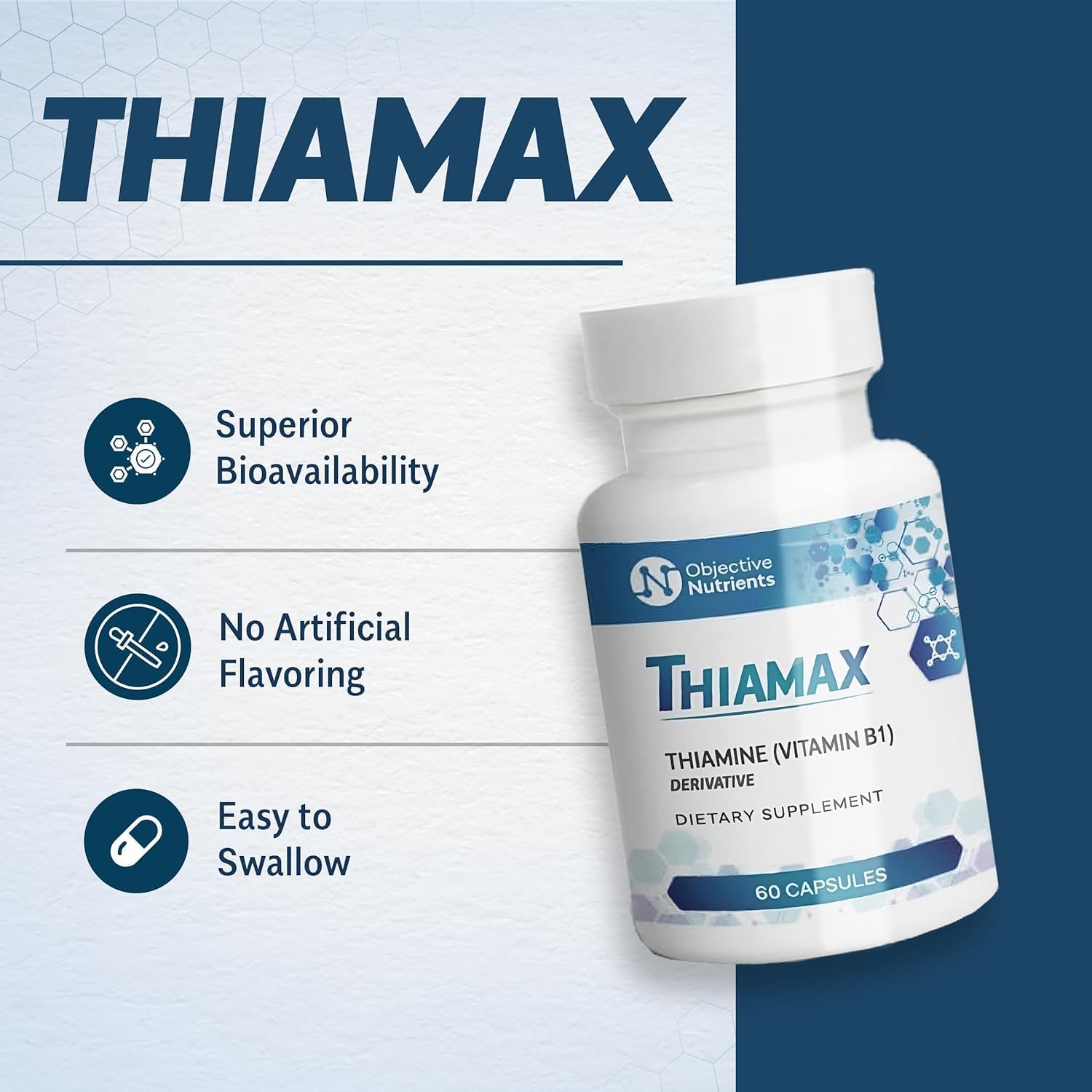 Thiamax Vitamin B1 Capsules - 100mg, 60 Count - Pure Thiamine TTFD Supplement without Fillers - BoostGo Australia