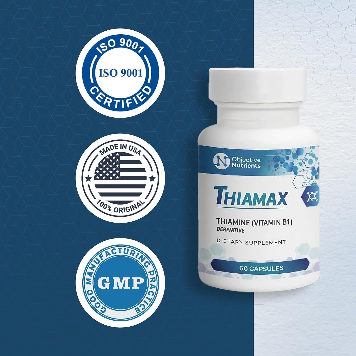 Thiamax Vitamin B1 Capsules - 100mg, 60 Count - Pure Thiamine TTFD Supplement without Fillers - BoostGo Australia