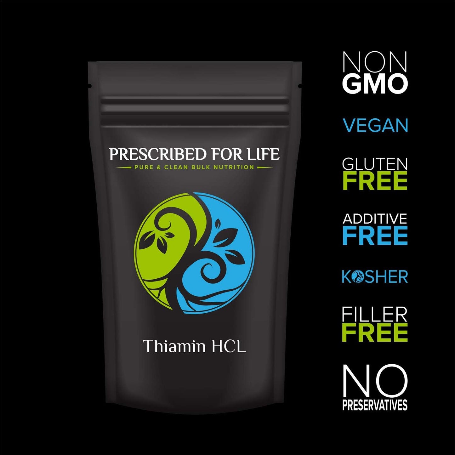 Thiamine HCL Powder - USP Grade B1 Vitamin Supplement for Health & Wellness - Vegan, Gluten Free, Non GMO - 4 oz