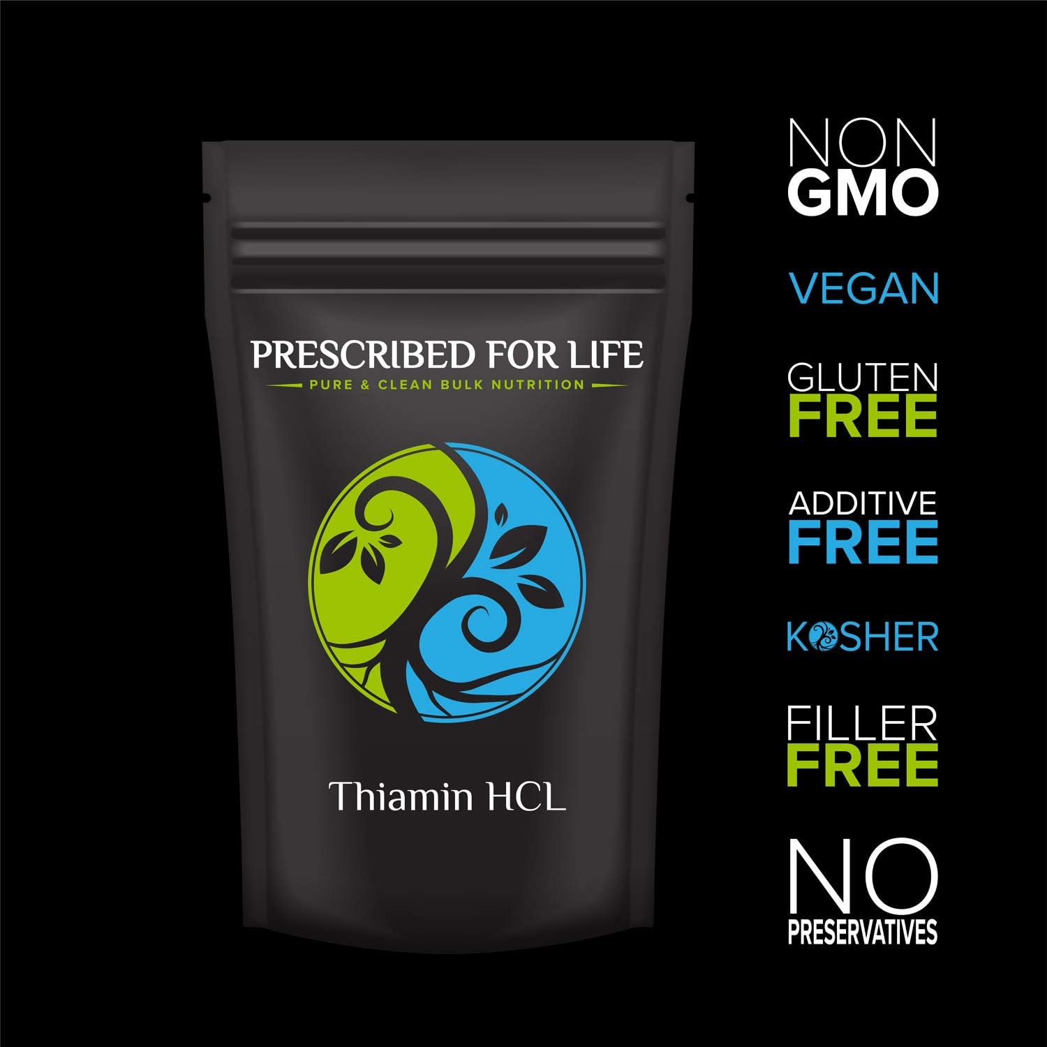 Thiamine HCL Powder - USP Grade B1 Vitamin Supplement for Health & Wellness - Vegan, Gluten Free, Non GMO - 2 oz