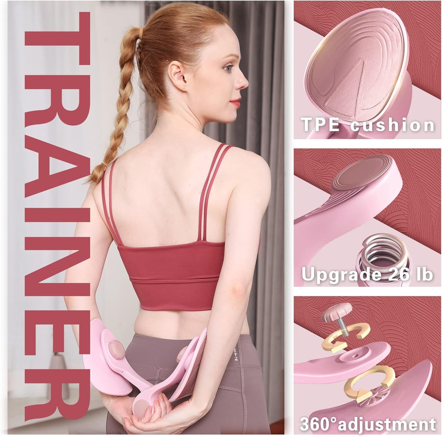Thigh Master Exerciser for Women - Inner Thigh Toner with Kegel Exercise Benefits, 26 lb Resistance Upgrade