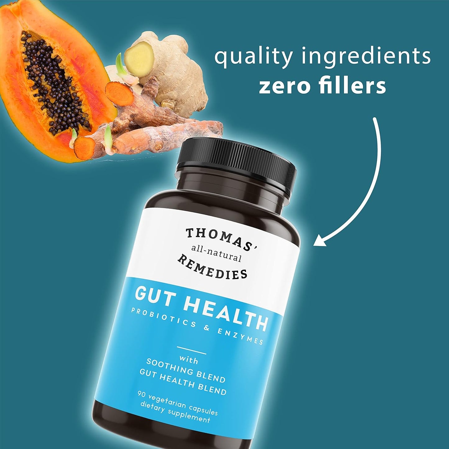 Thomas' Digestive Enzymes, Probiotics, Ginger, Papaya, and Turmeric Supplement for Gut Health and Bloating Relief
