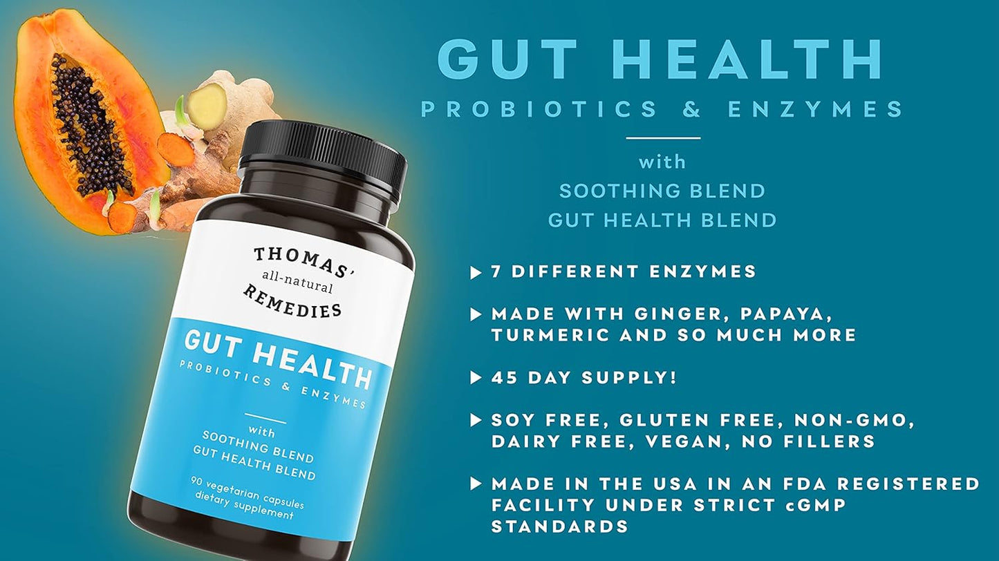 Thomas' Digestive Enzymes, Probiotics, Ginger, Papaya, and Turmeric Supplement for Gut Health and Bloating Relief
