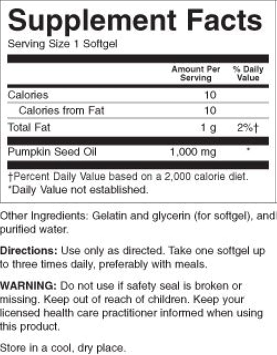 Thompson Pumpkin Seed Oil Softgels 1000mg - 60 Count Bottle