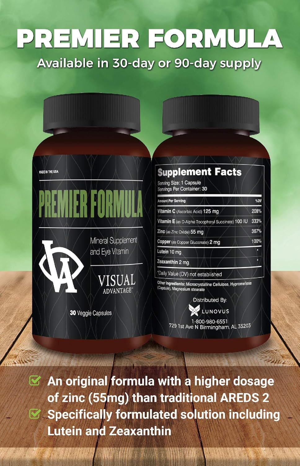 Three Month Supply Visual Advantage Premier Formula for AMD Eye Health - Only 1 Pill/Day