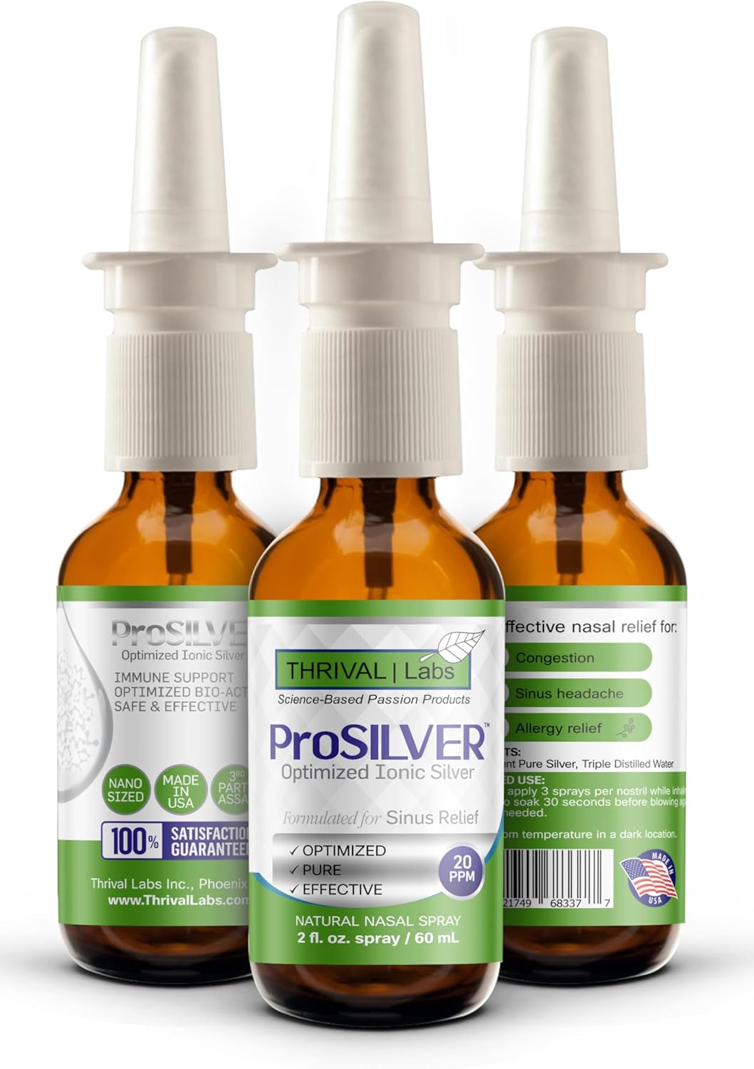 Thrive Labs ProSILVER Ionic Colloidal Silver Liquid - 20 PPM Bio-Active Immune Support in Dark Glass Bottle
