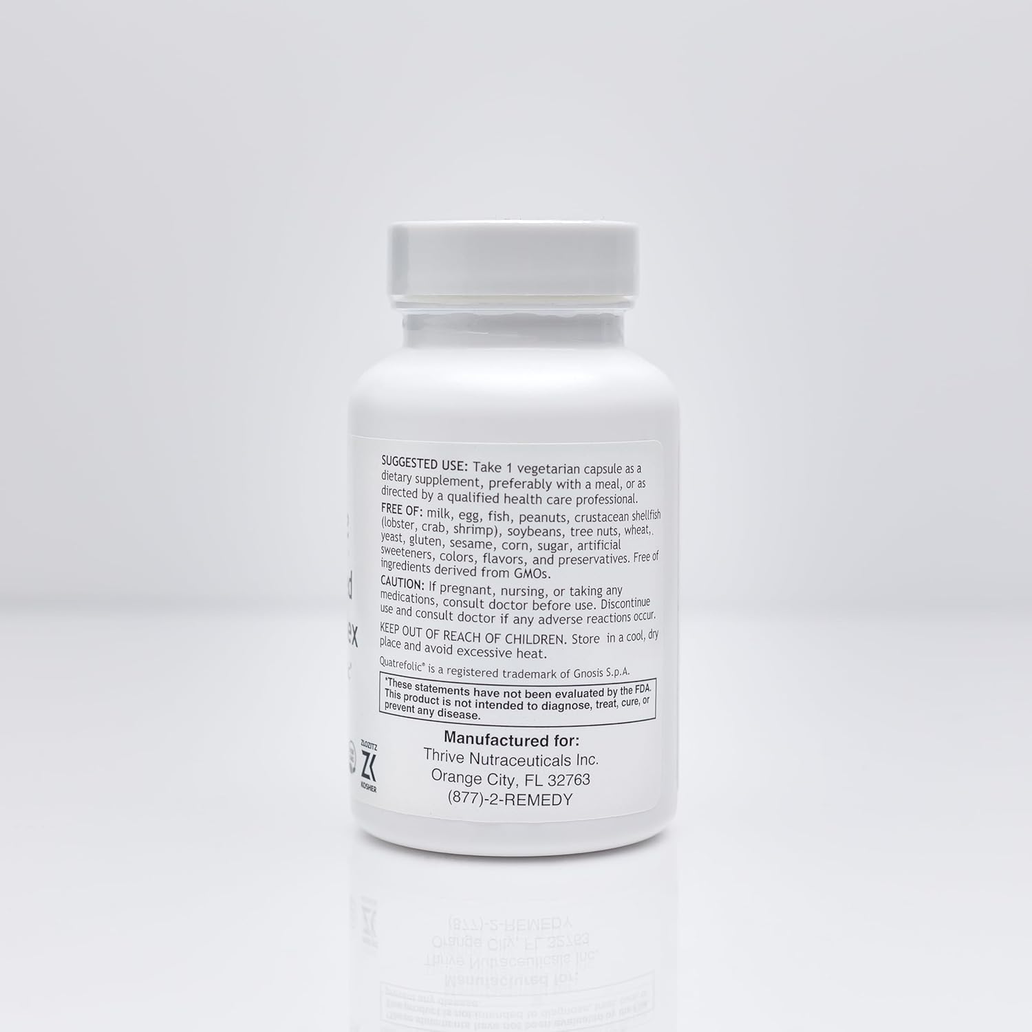 Thrive Nutraceuticals Activated B-Complex with Quatrefolic - 60 Non-GMO Capsules - Kosher Dietary Supplement for Energy & Cognitive Health