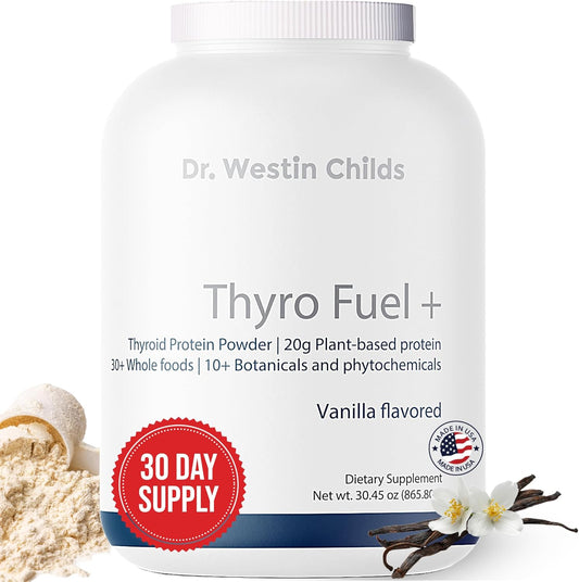 Thyro Fuel+ Vanilla Pea Protein Powder for Women - Supports Thyroid, Digestion, & Muscle - Low Carb, Calorie, Non-GMO - Gluten, Dairy, & Soy Free - 30 Servings