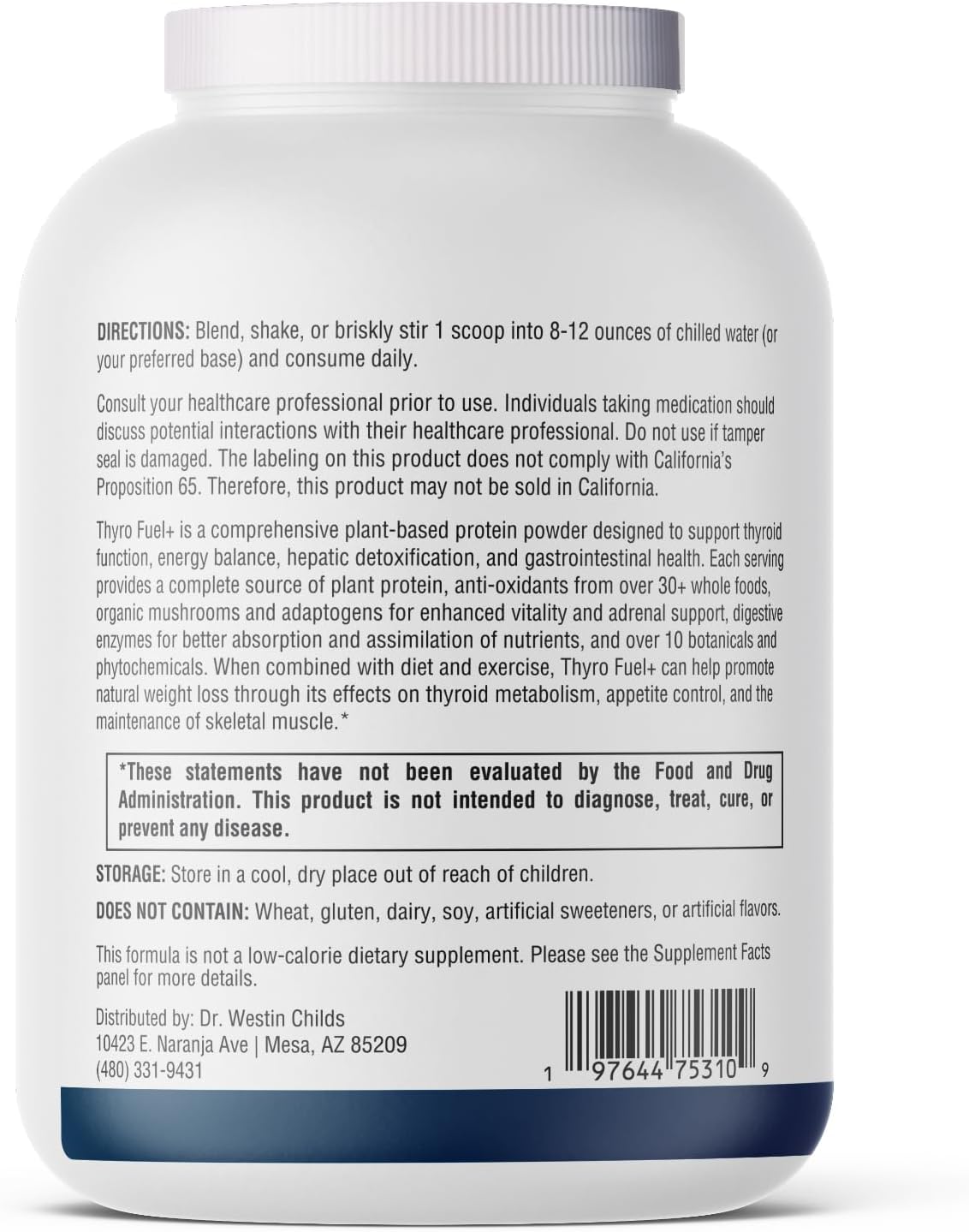 Thyro Fuel+ Vanilla Pea Protein Powder for Women - Supports Thyroid, Digestion, & Muscle - Low Carb, Calorie, Non-GMO - Gluten, Dairy, & Soy Free - 30 Servings