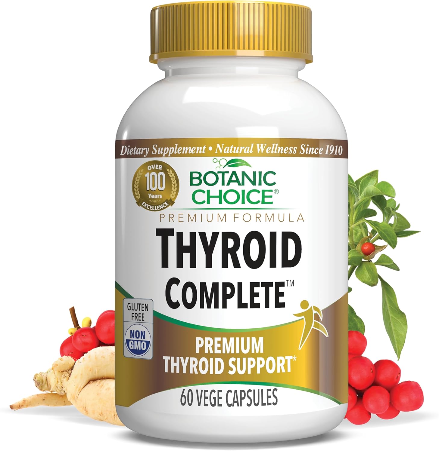 Thyroid Complete Supplement with Ashwagandha, Schisandra Chinensis, Iodine - Promotes Thyroid Health, Energy, Hair, Nails, Heart, Hormones - 60 Capsules