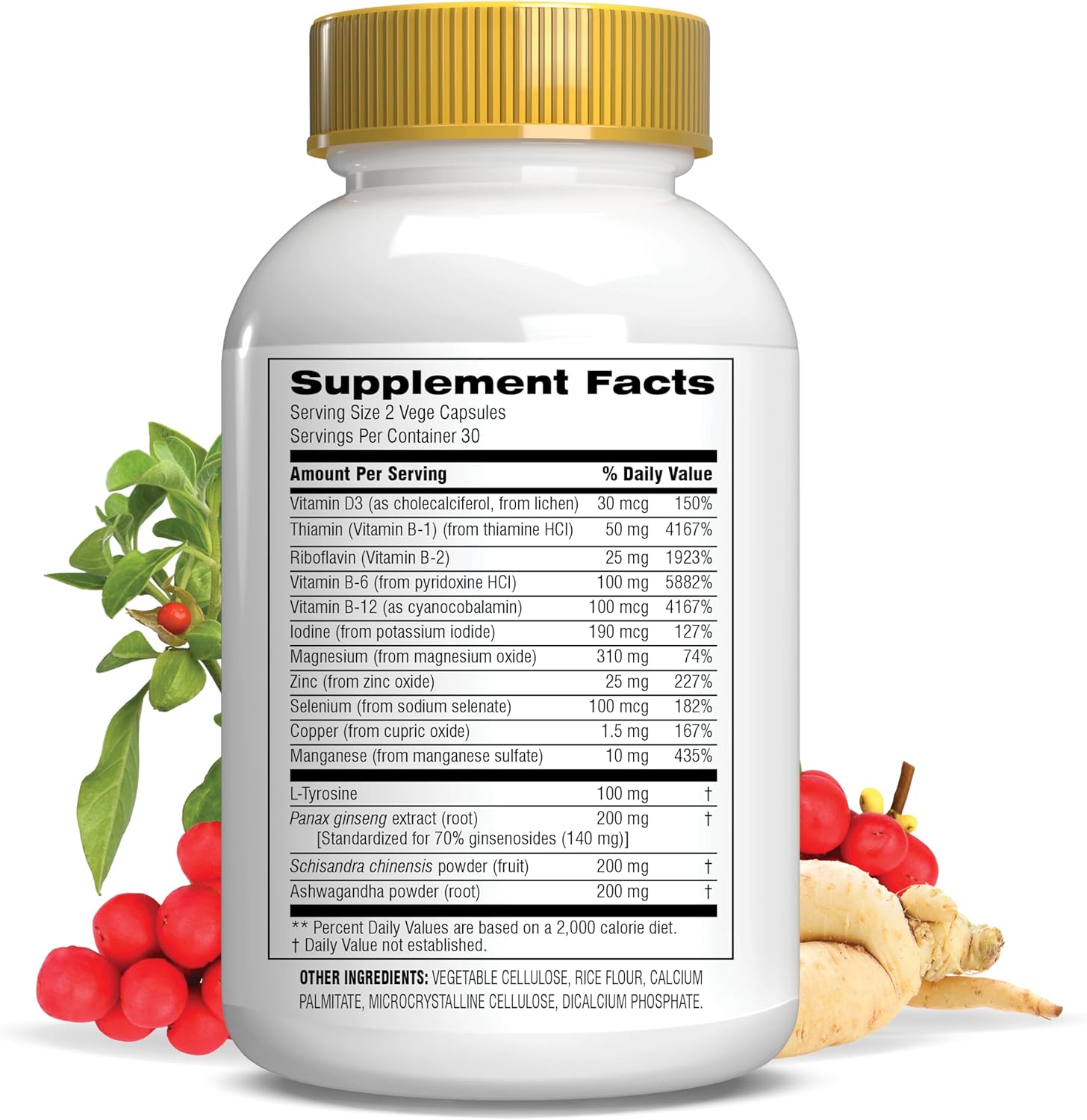 Thyroid Complete Supplement with Ashwagandha, Schisandra Chinensis, Iodine - Promotes Thyroid Health, Energy, Hair, Nails, Heart, Hormones - 60 Capsules