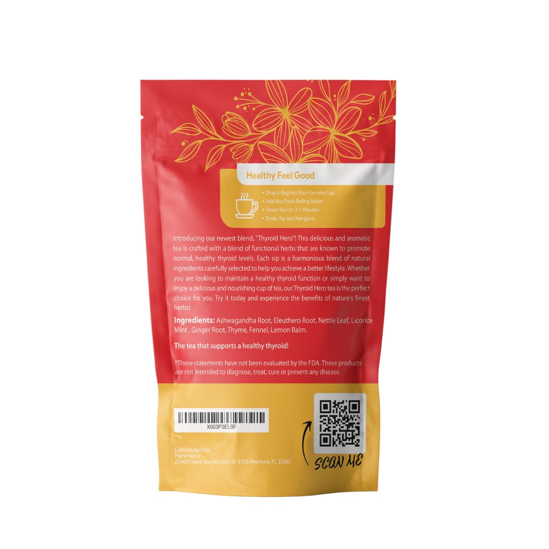 Thyroid Support Herbal Tea with 8 Functional Herbs - 35 Tea Bags for Thyroid Balance