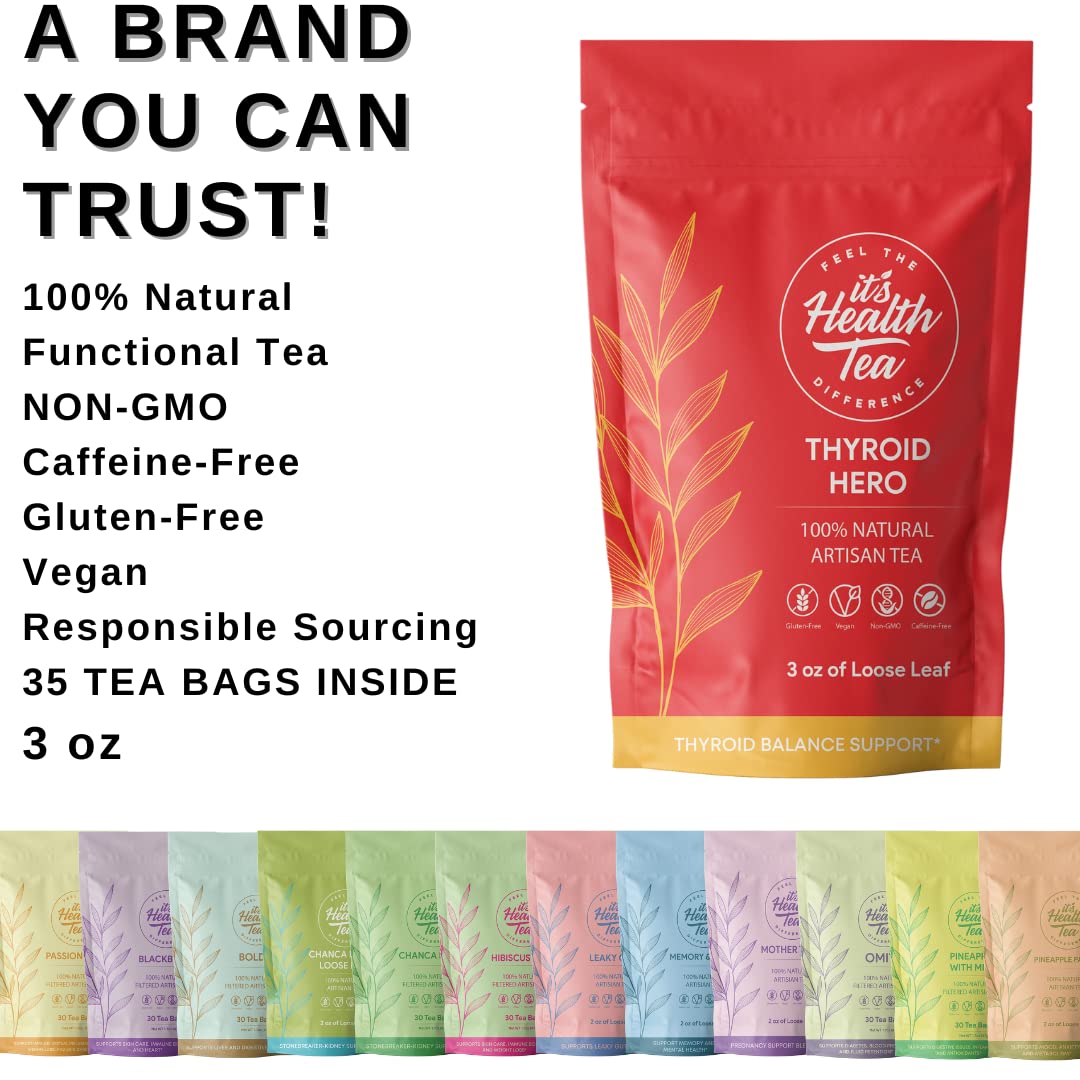 Thyroid Support Herbal Tea with 8 Functional Herbs - 35 Tea Bags for Thyroid Balance