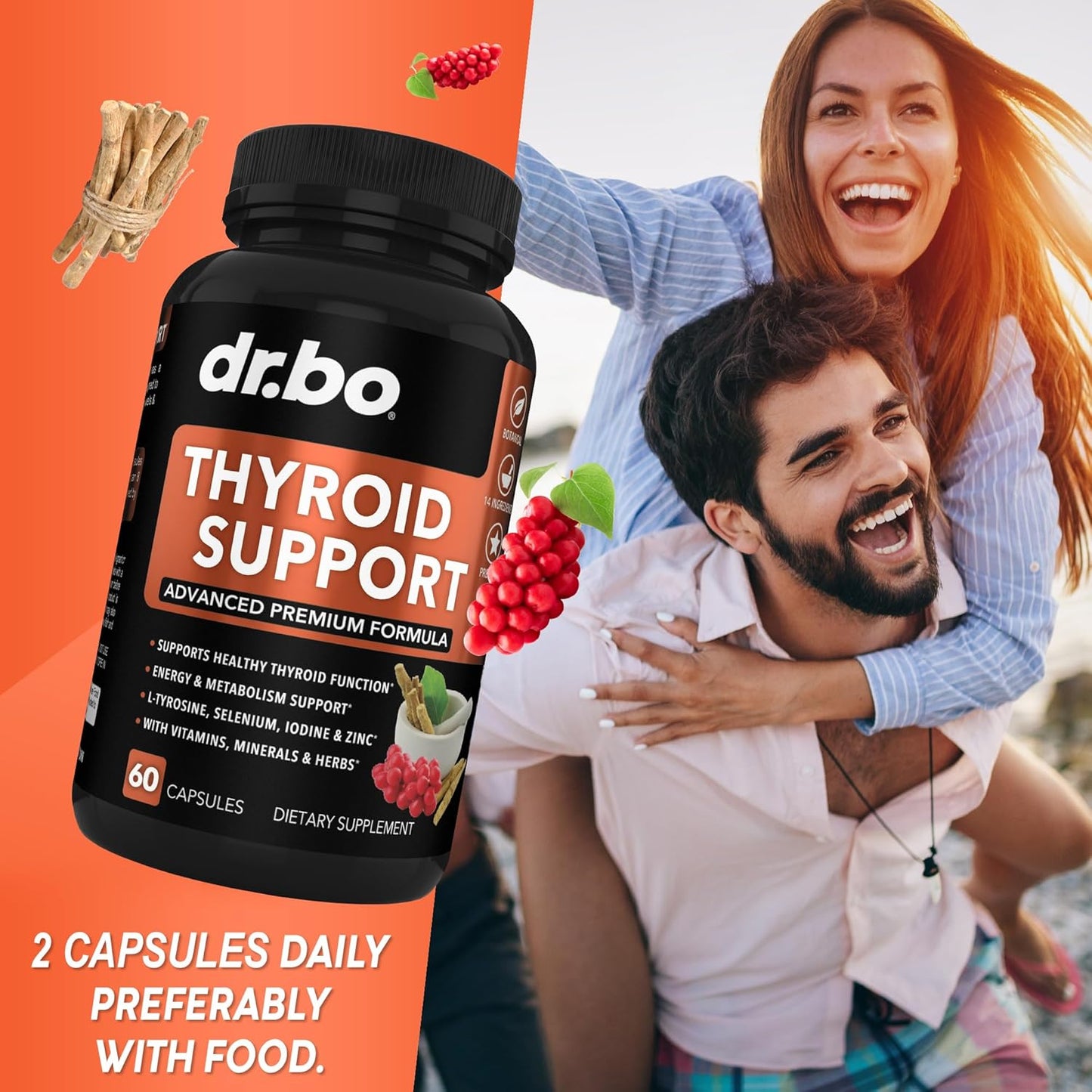 Thyroid Support & Lymphatic Drainage Supplements - Herbal Cleanse with Vitamin Complex & Echinacea for Detoxifying Lymph Nodes