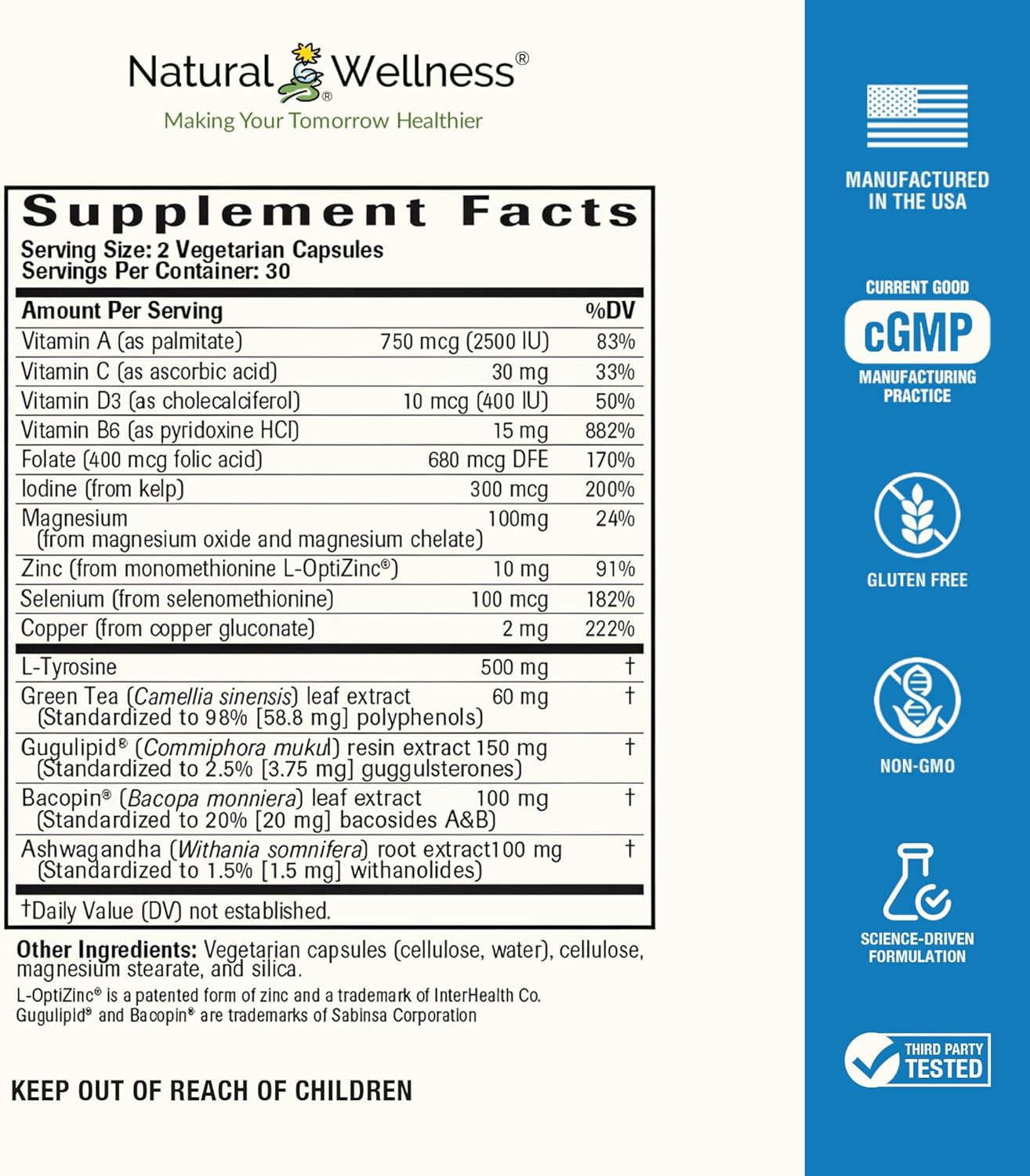 Thyroid Support Supplement - Boosts Thyroid Health, Energy, Metabolism - 60 Veg Caps, 1-Month Supply