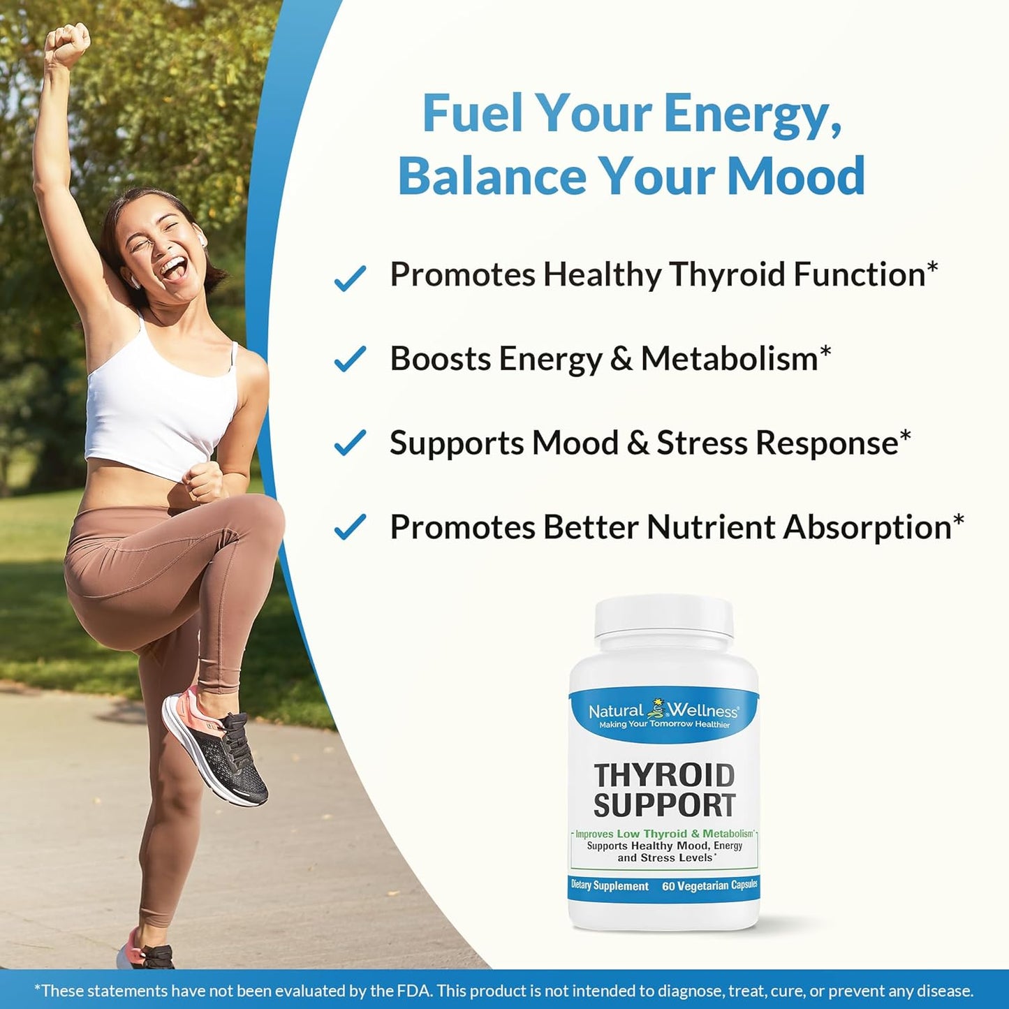 Thyroid Support Supplement - Boosts Thyroid Health, Energy, Metabolism - 60 Veg Caps, 1-Month Supply